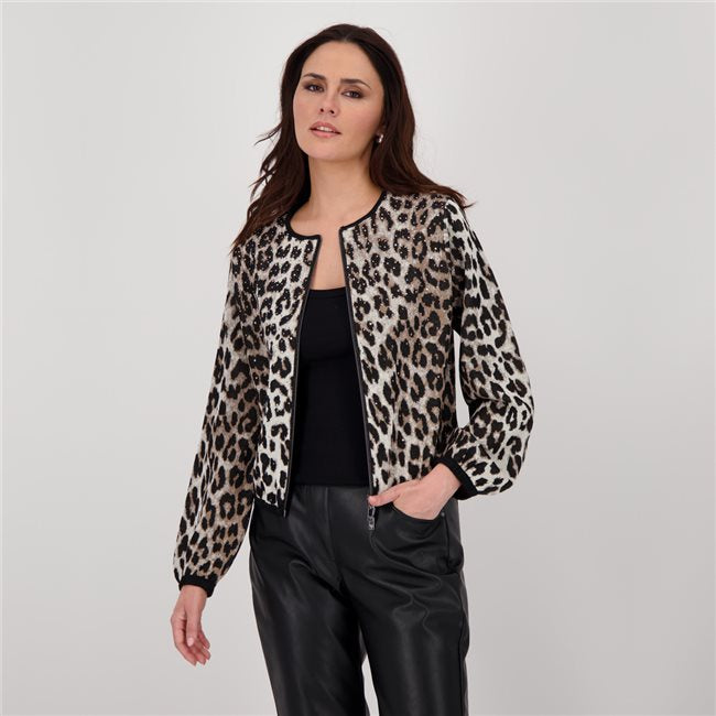 Monari Cardigan With Leopard Print In Black