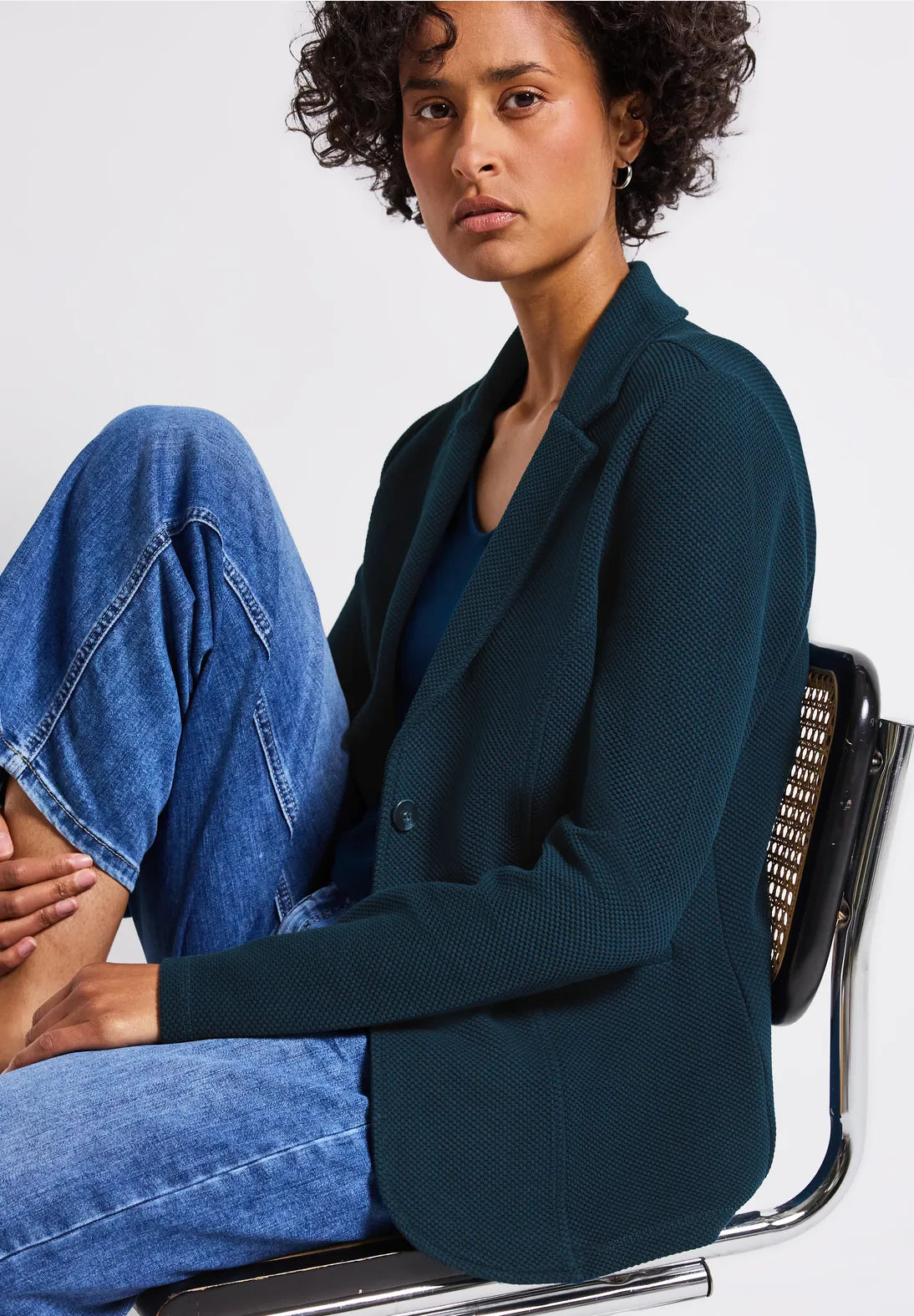 Street One Basic Blazer In Tide Blue