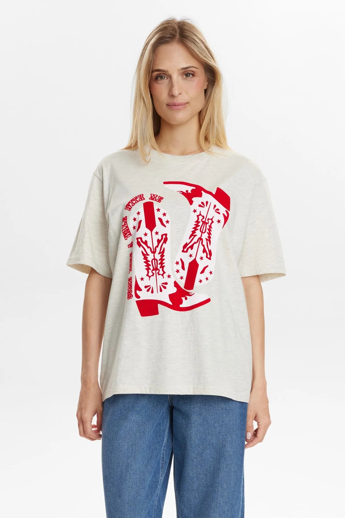 Nümph Nuwestern T-shirt In Cream Melange