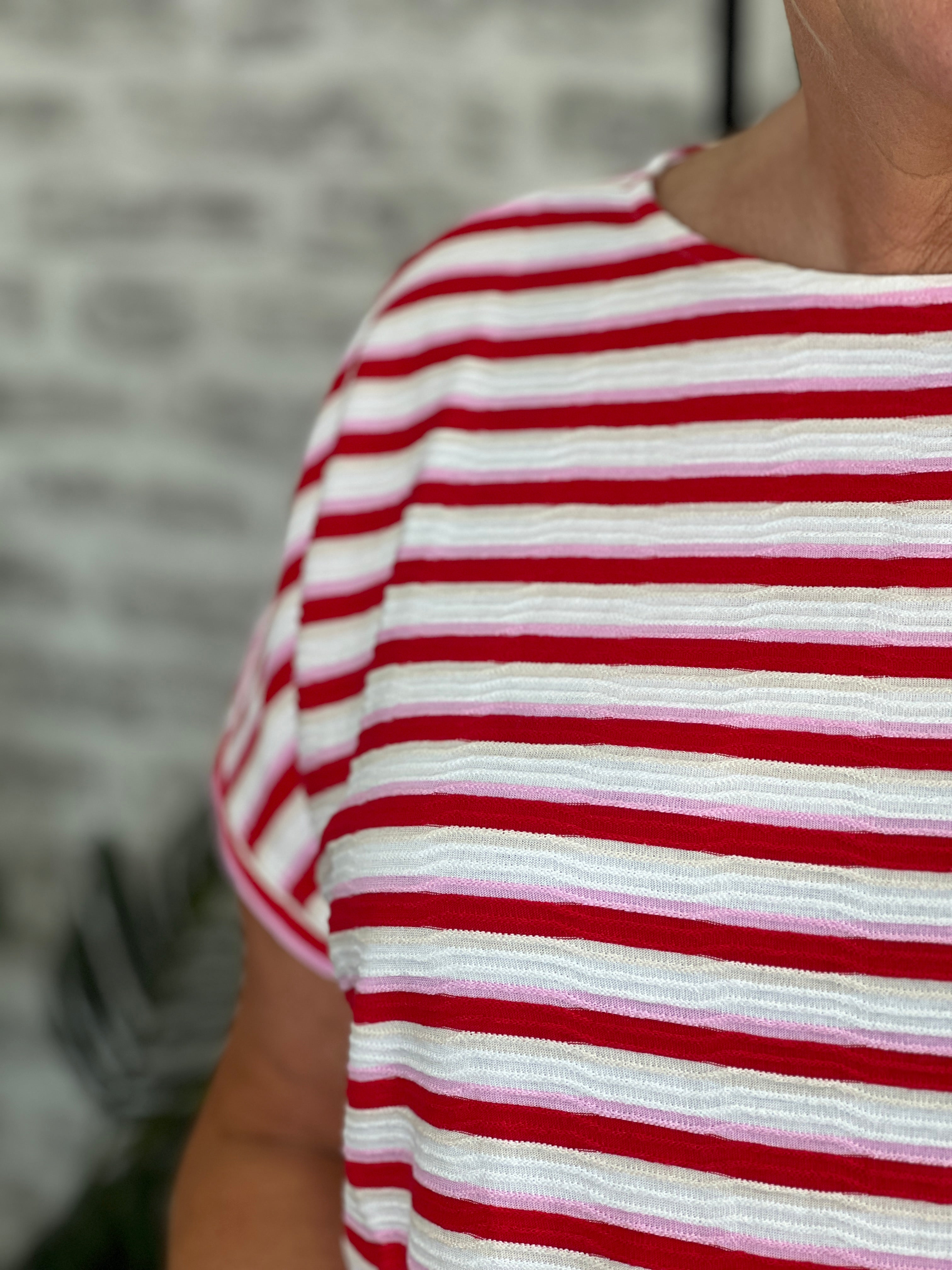 Cecil Striped T-shirt In Glazed Apple Red