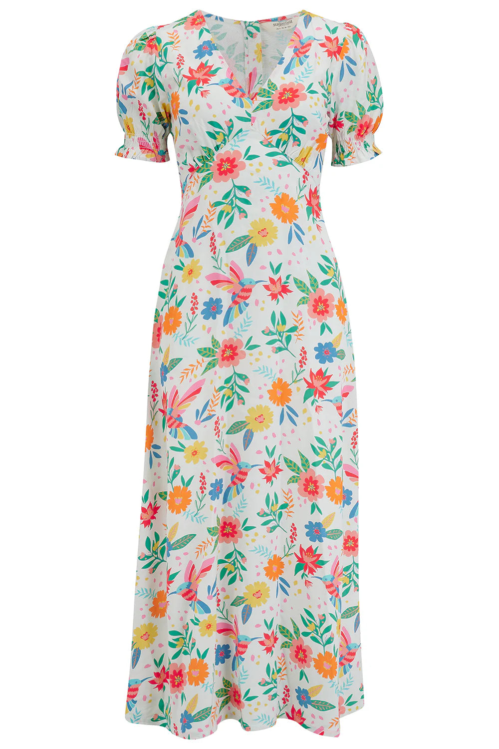Sugarhill Brighton Tropical Hummingbird Dress In Off White