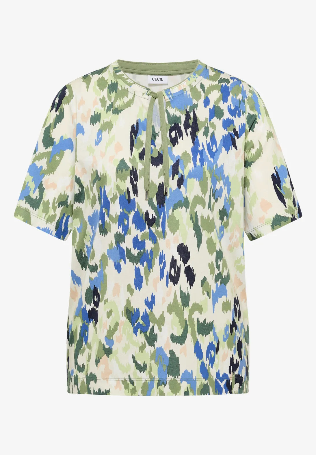 Cecil Patterned T-shirt With Toggles In Cashmere Beige