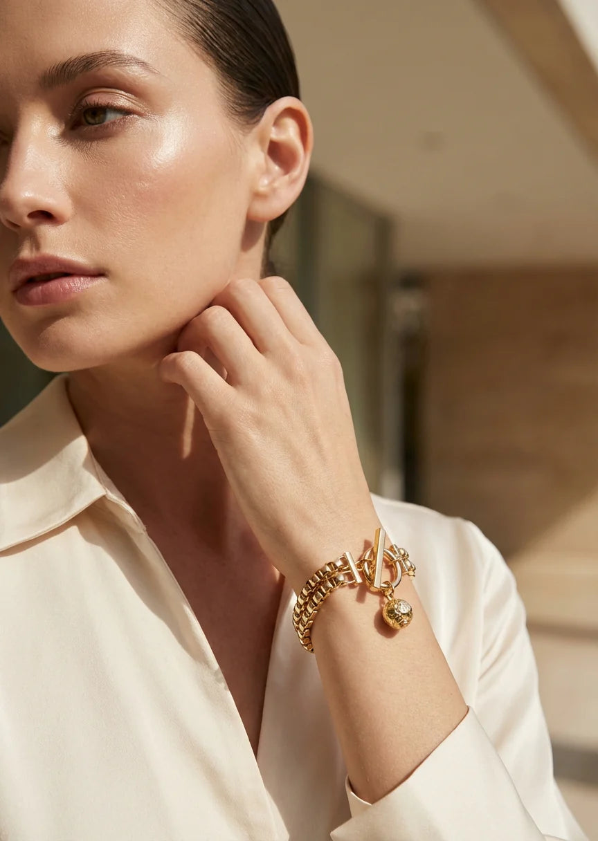 Envy Double Layer Charm Bracelet in gold
