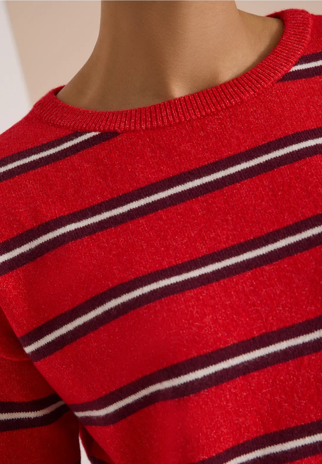 Cosy striped jumper in flame red