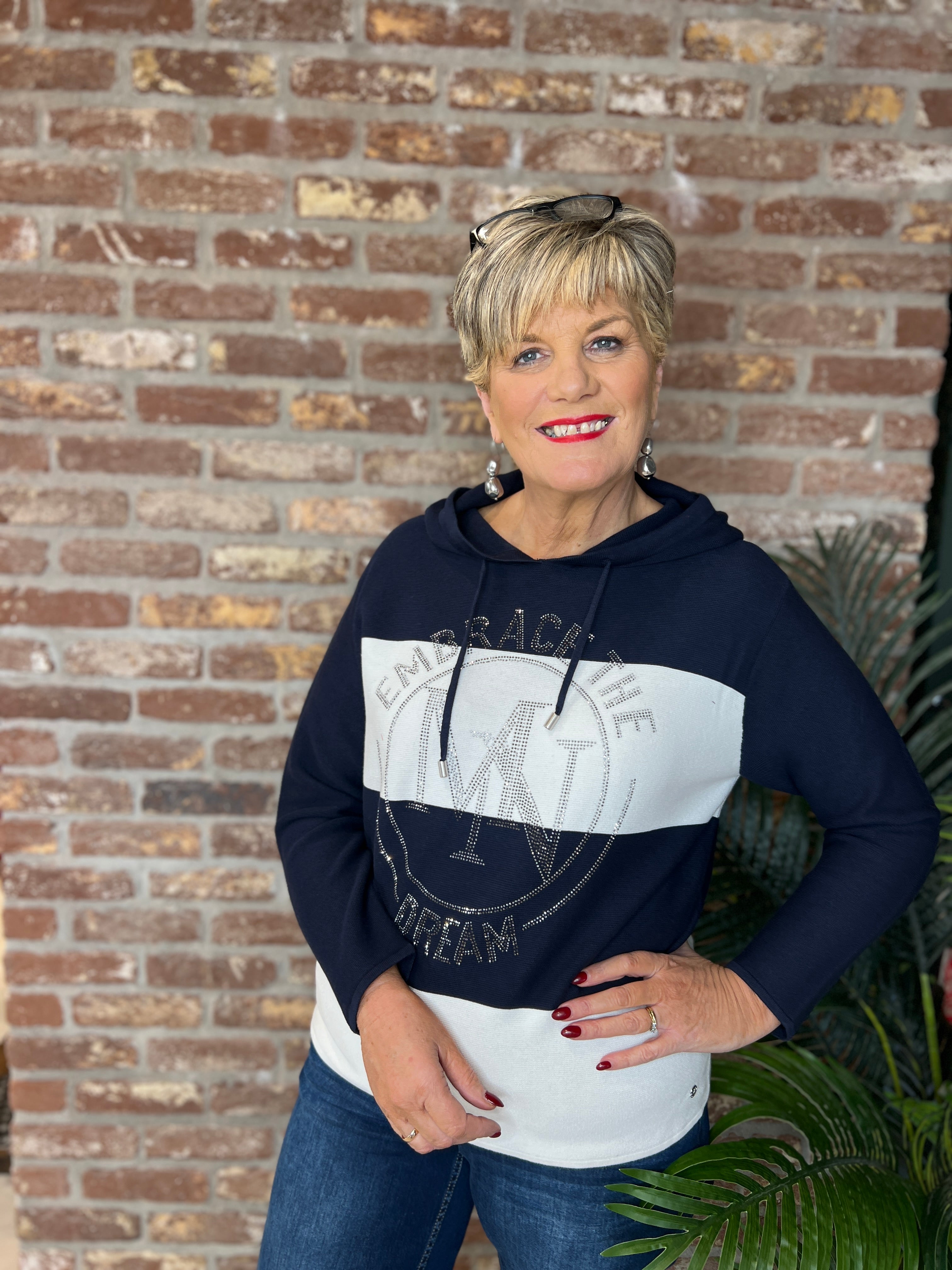 Monari Striped Pullover In Marine