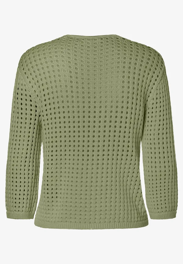 More & More Ajour Cardigan In Olive Green
