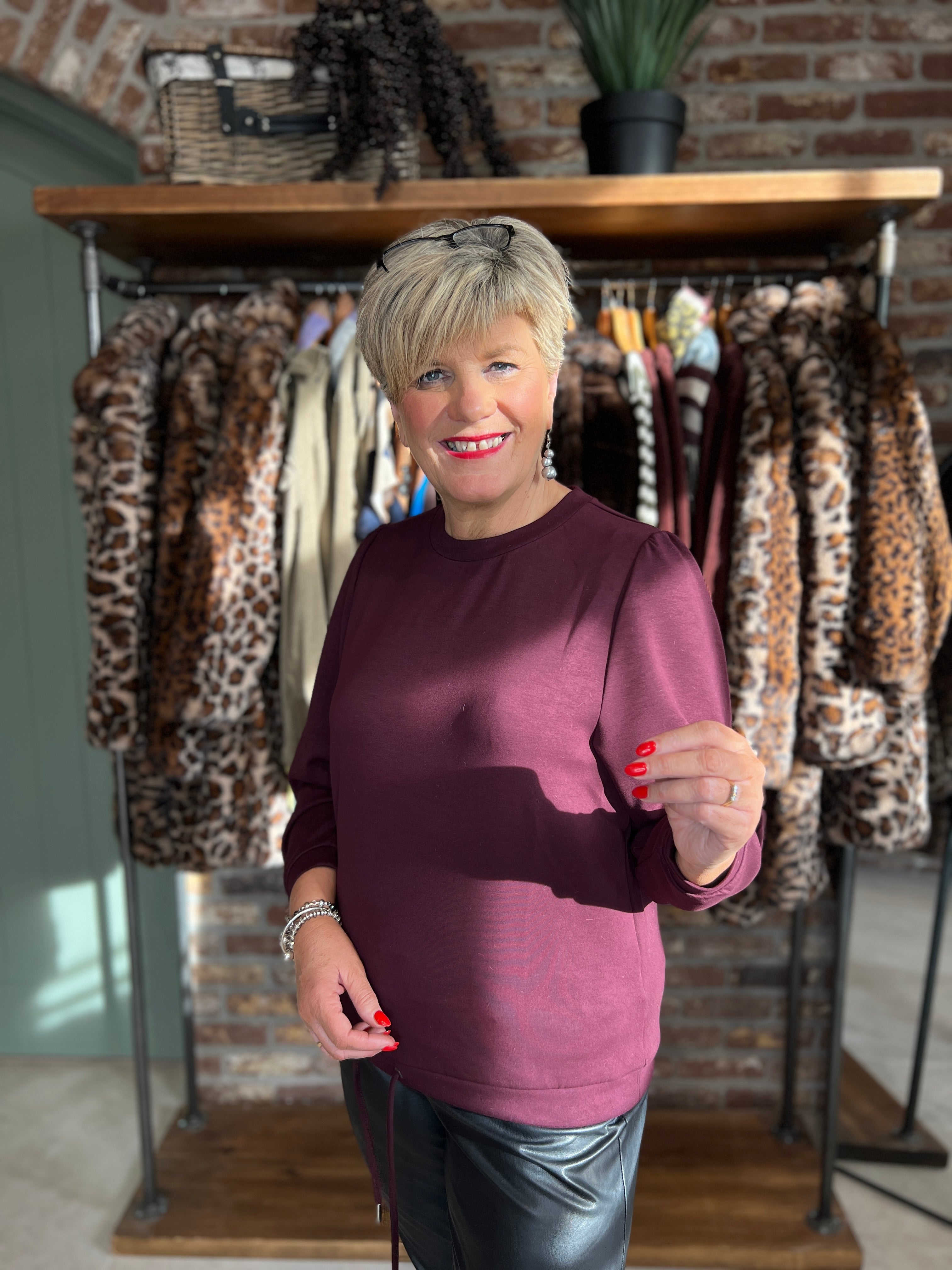 Street One Silk Look Sweatshirt In Jazz Berry