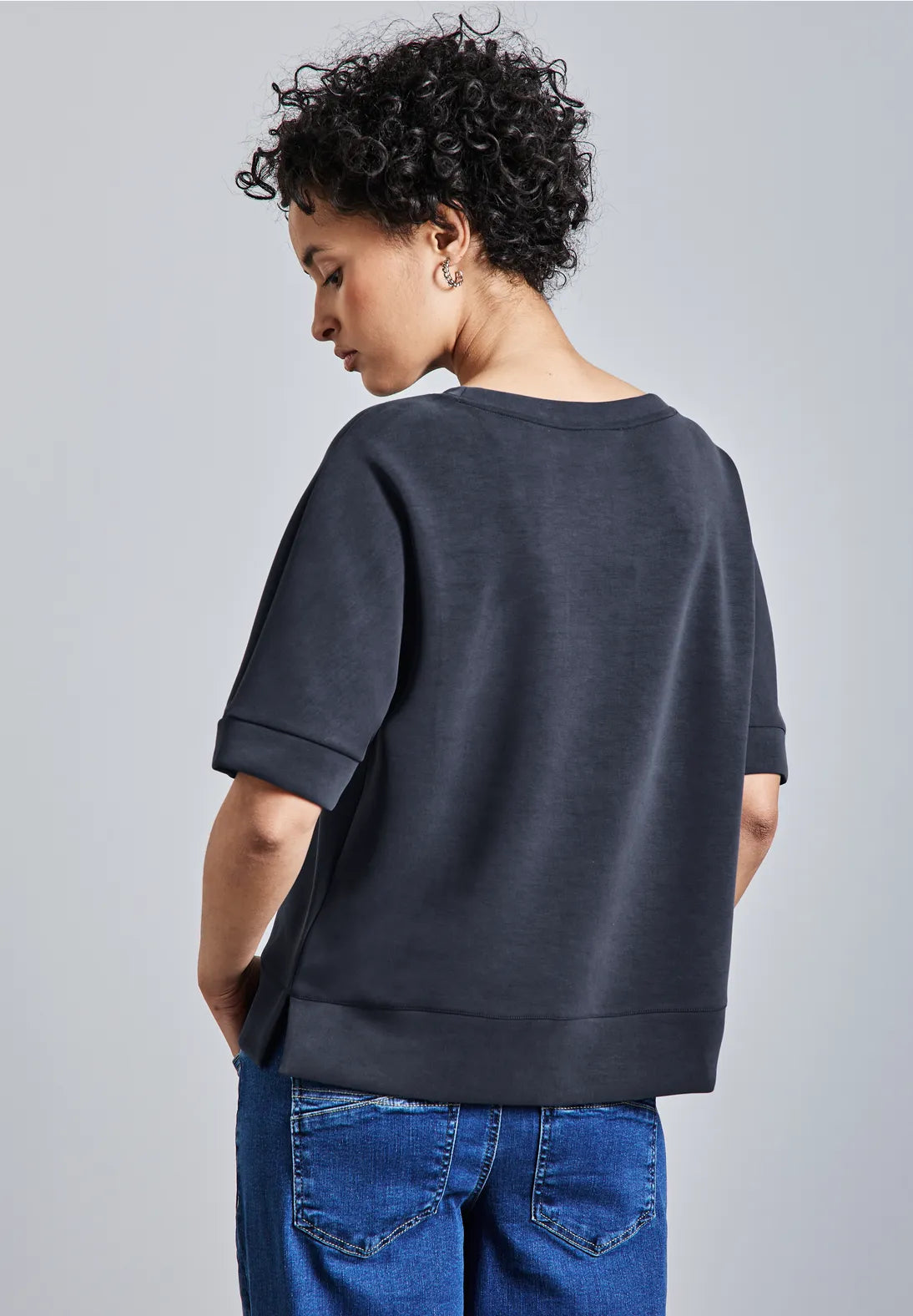 Street One Silk Look Jumper In Deep Tint Blue