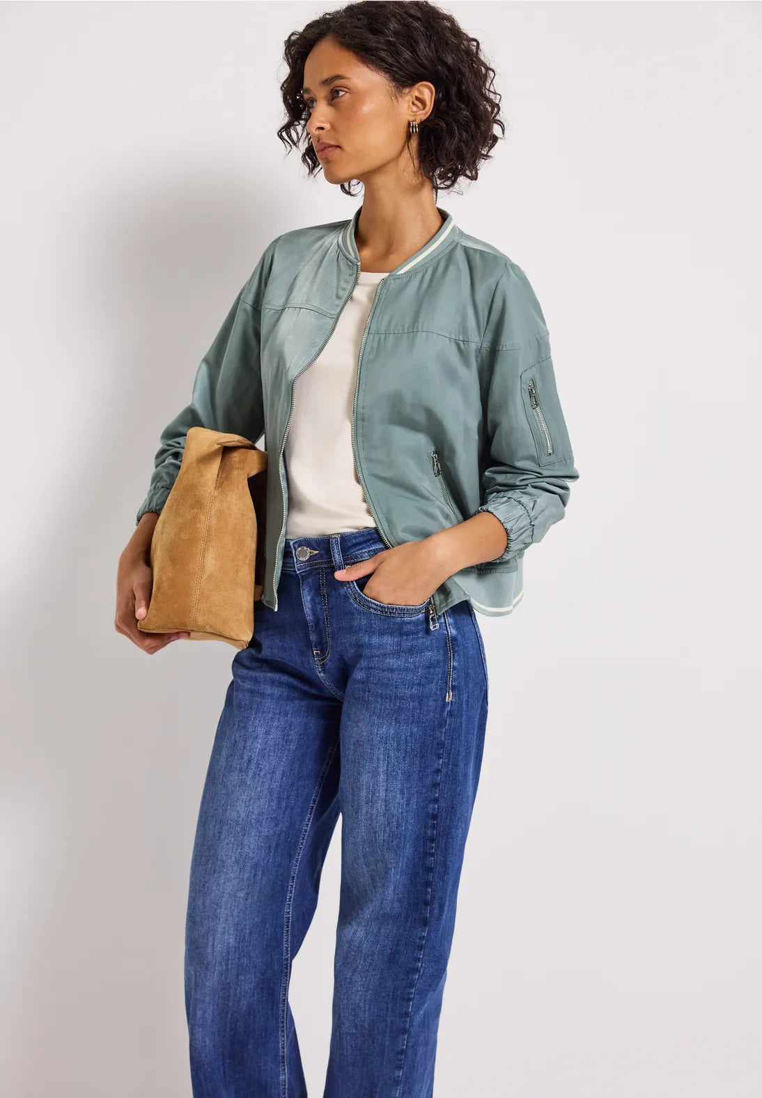 Street One Bomber Jacket In Arona Blue