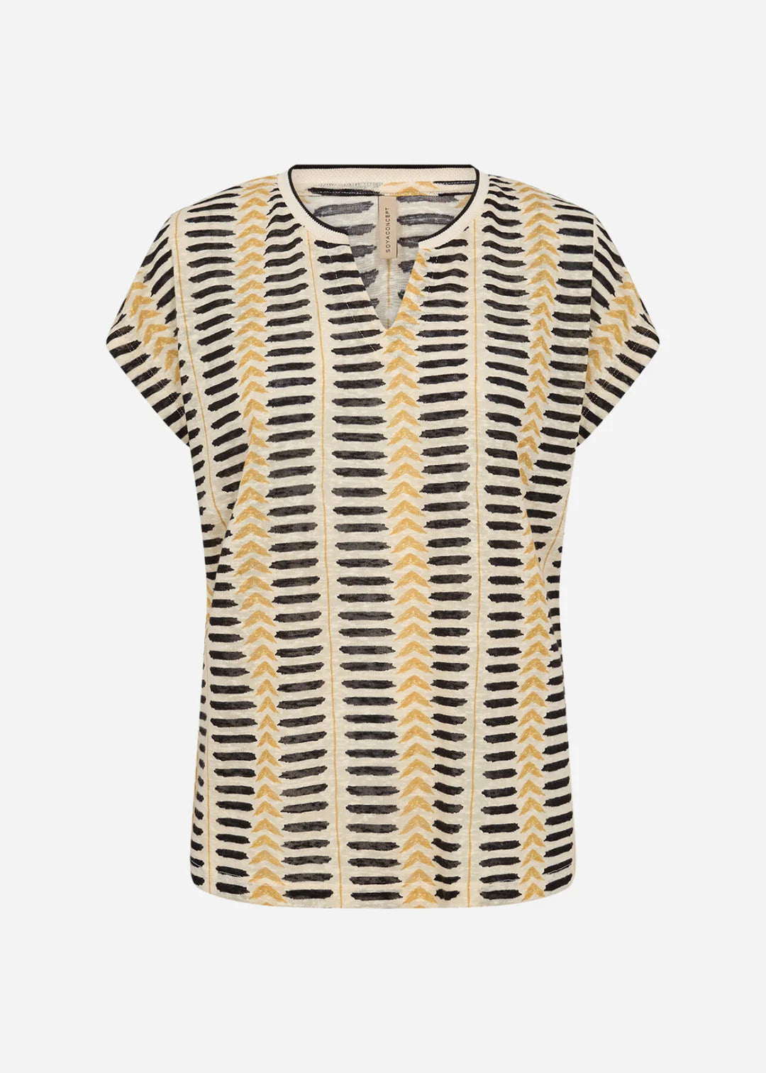 Soya Concept Aretha Striped T-Shirt In Yellow Multi
