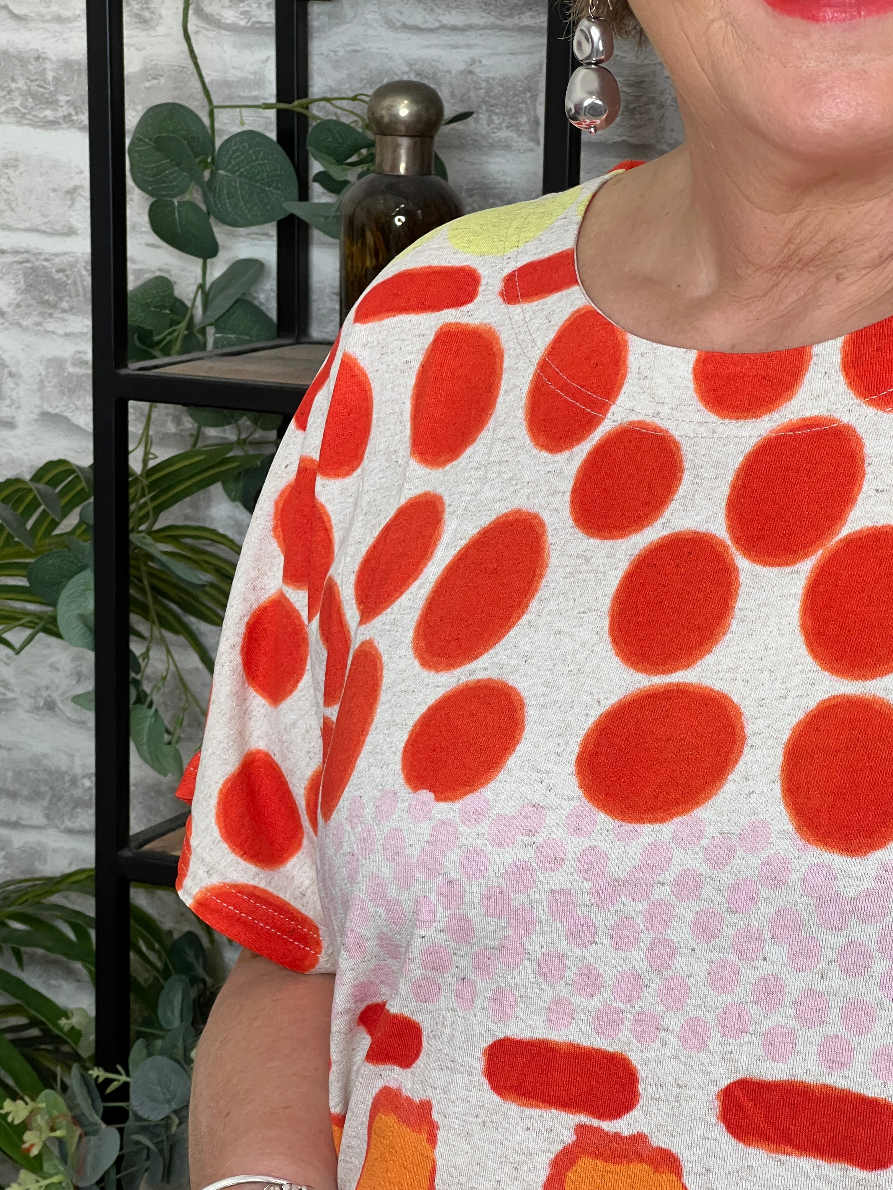 Noen Patterned T-shirt In Coral Multi