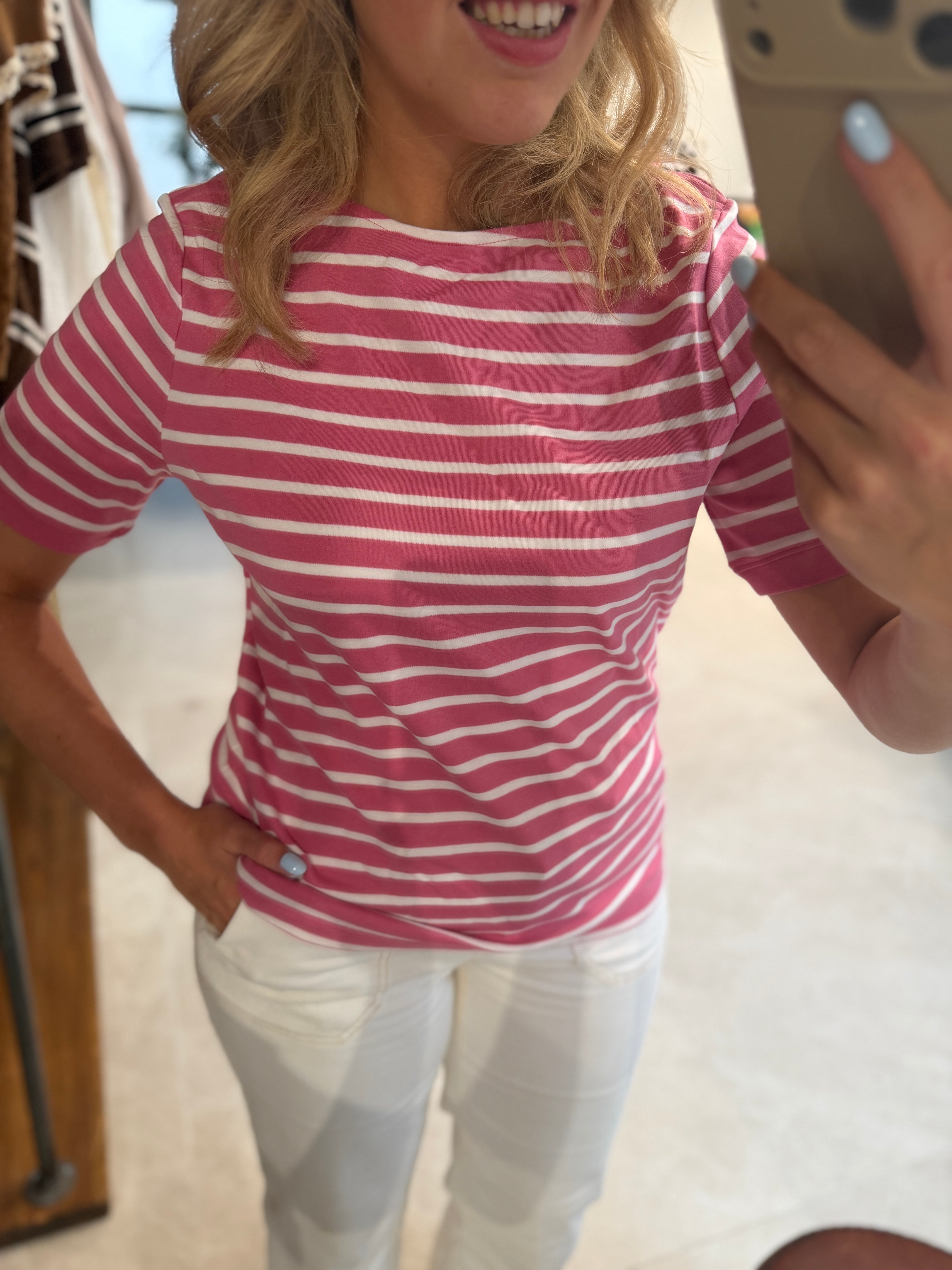 Street One boat neck Top in Blush Berry