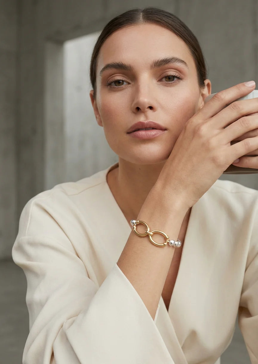 Envy Link Two Tone Bracelet in Gold & silver