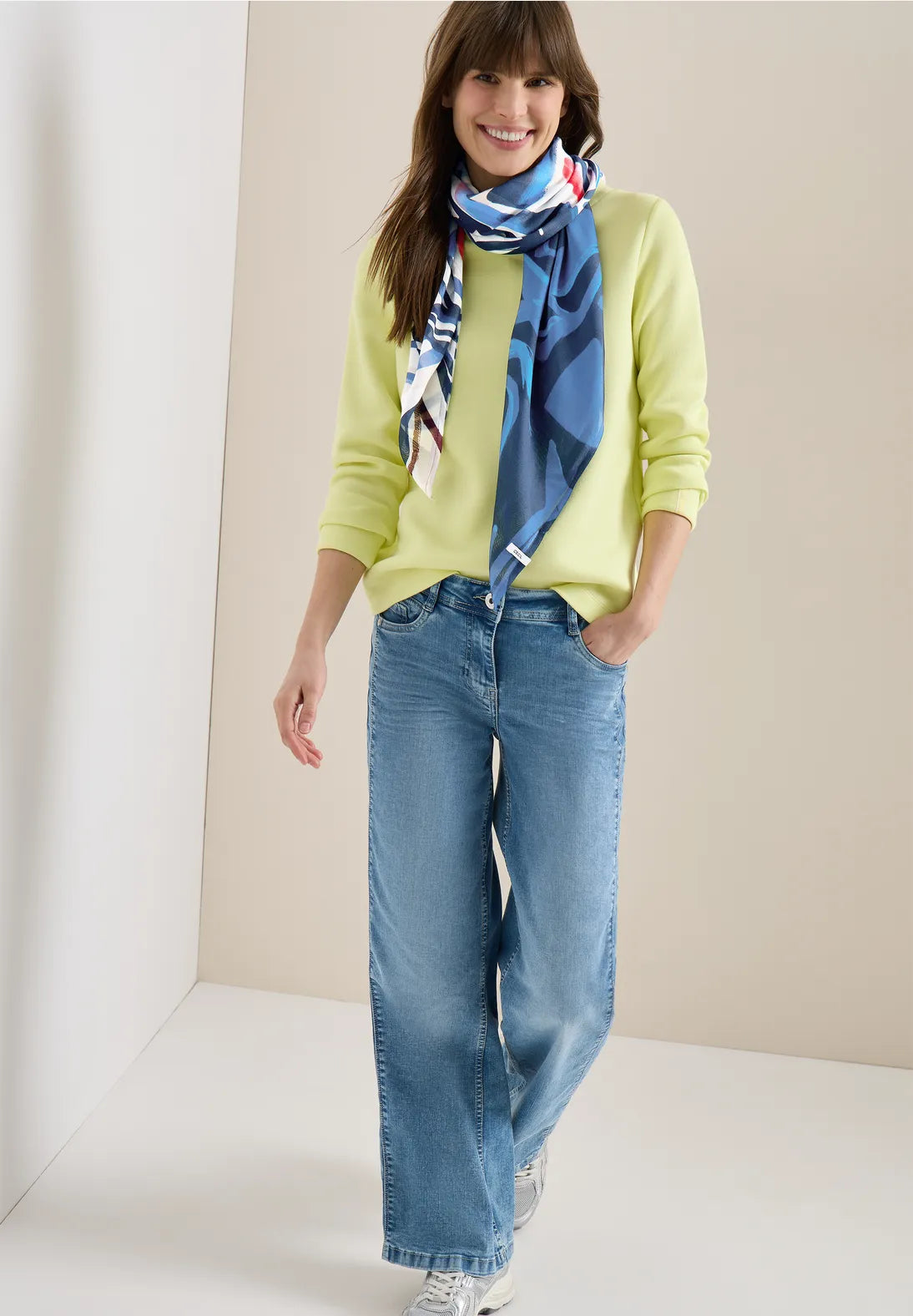 Cecil print multi scarf In universal blue