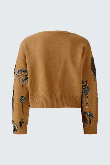 Sequence pullover in camel
