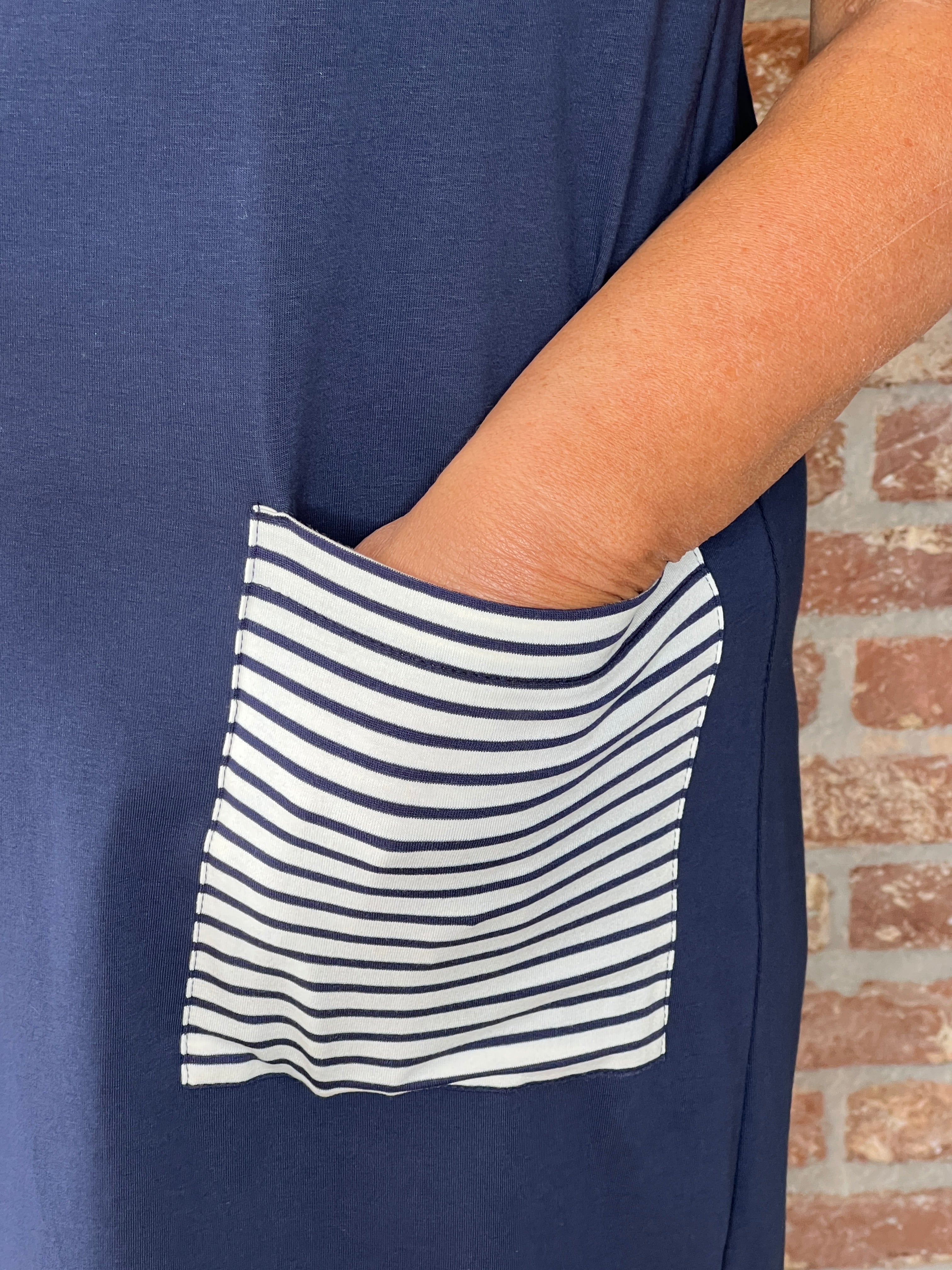 Peruzzi Stripe Dress In Navy