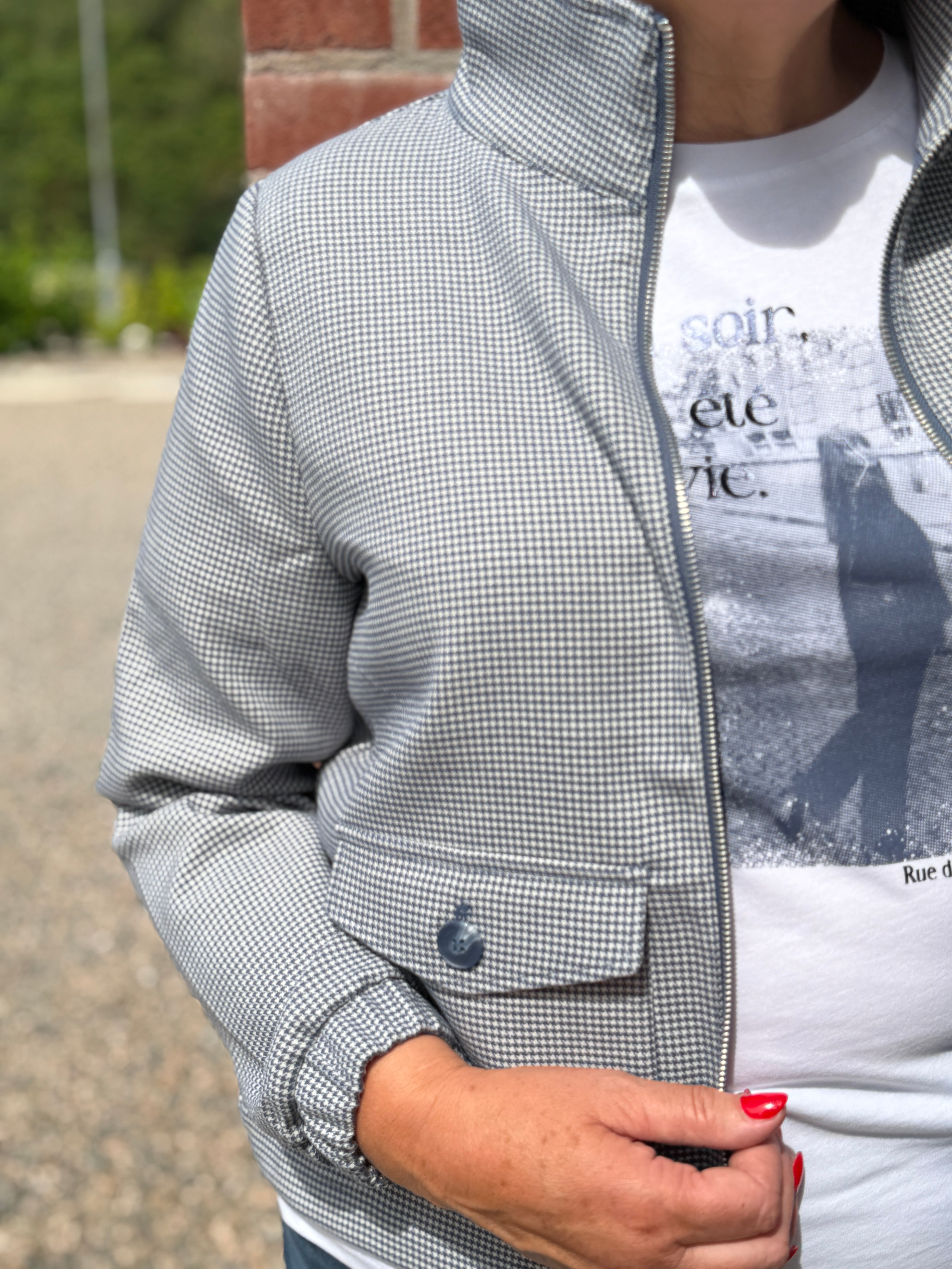 Street One Gingham Print Jacket In whispery Blue