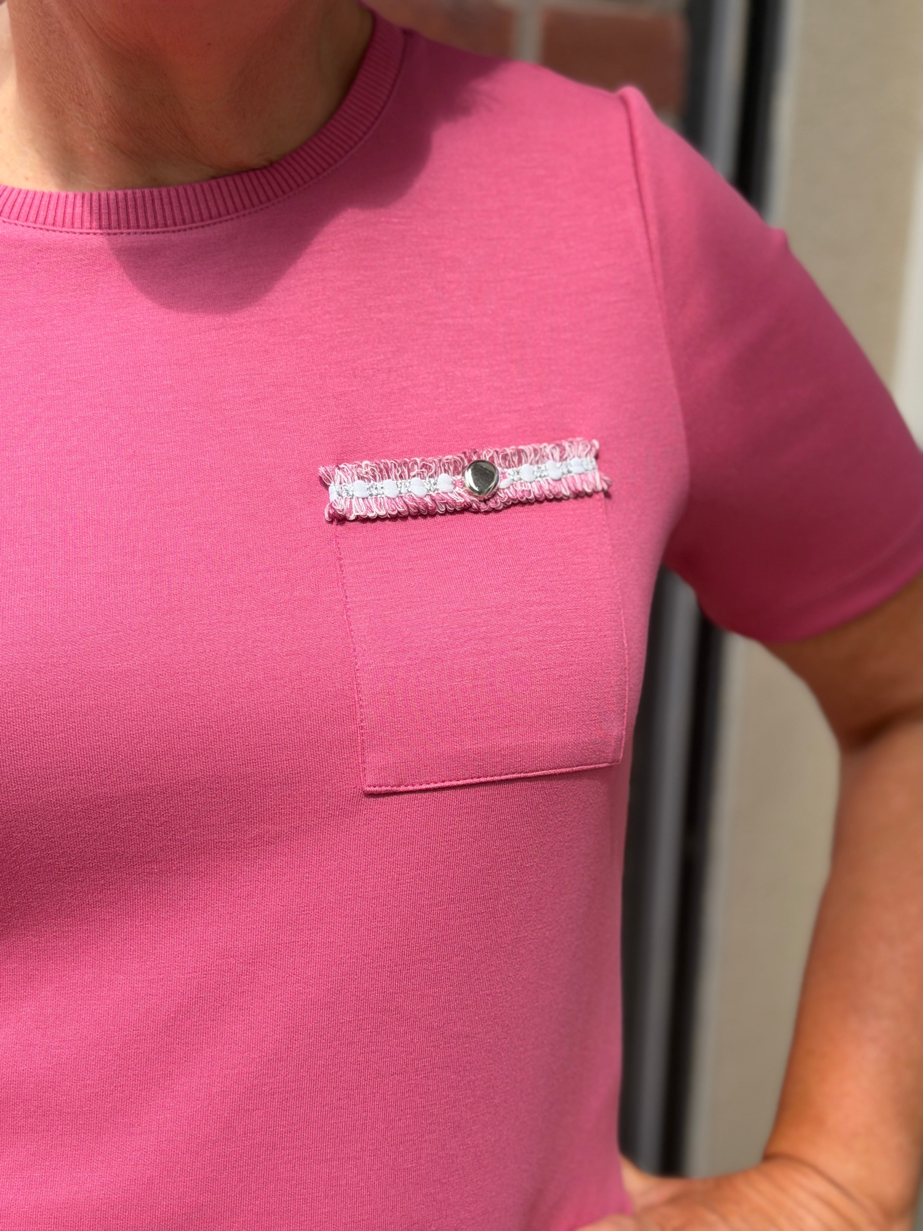 Street One t-shirt with decor in blush berry
