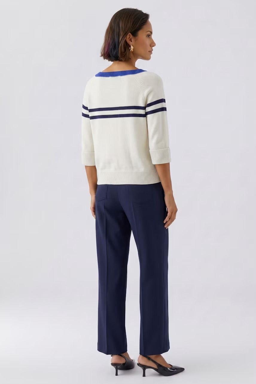 Oui Pullover Jumper In white blue