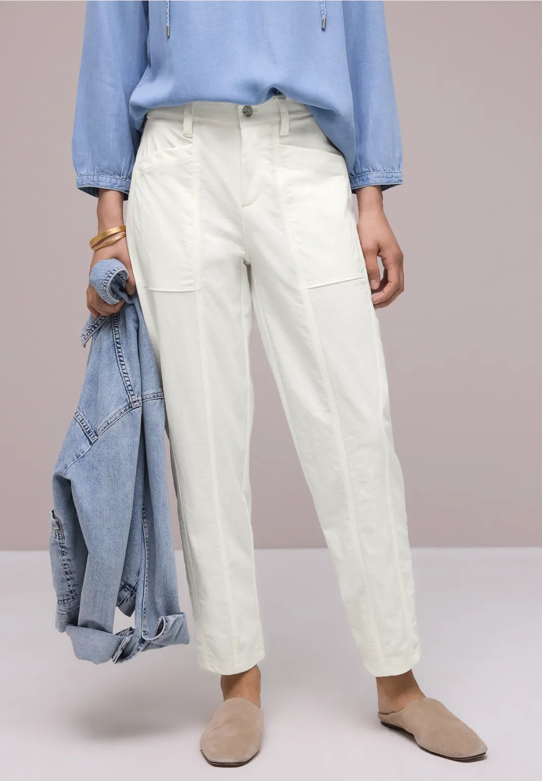 Street One Barrel Trousers In Off White