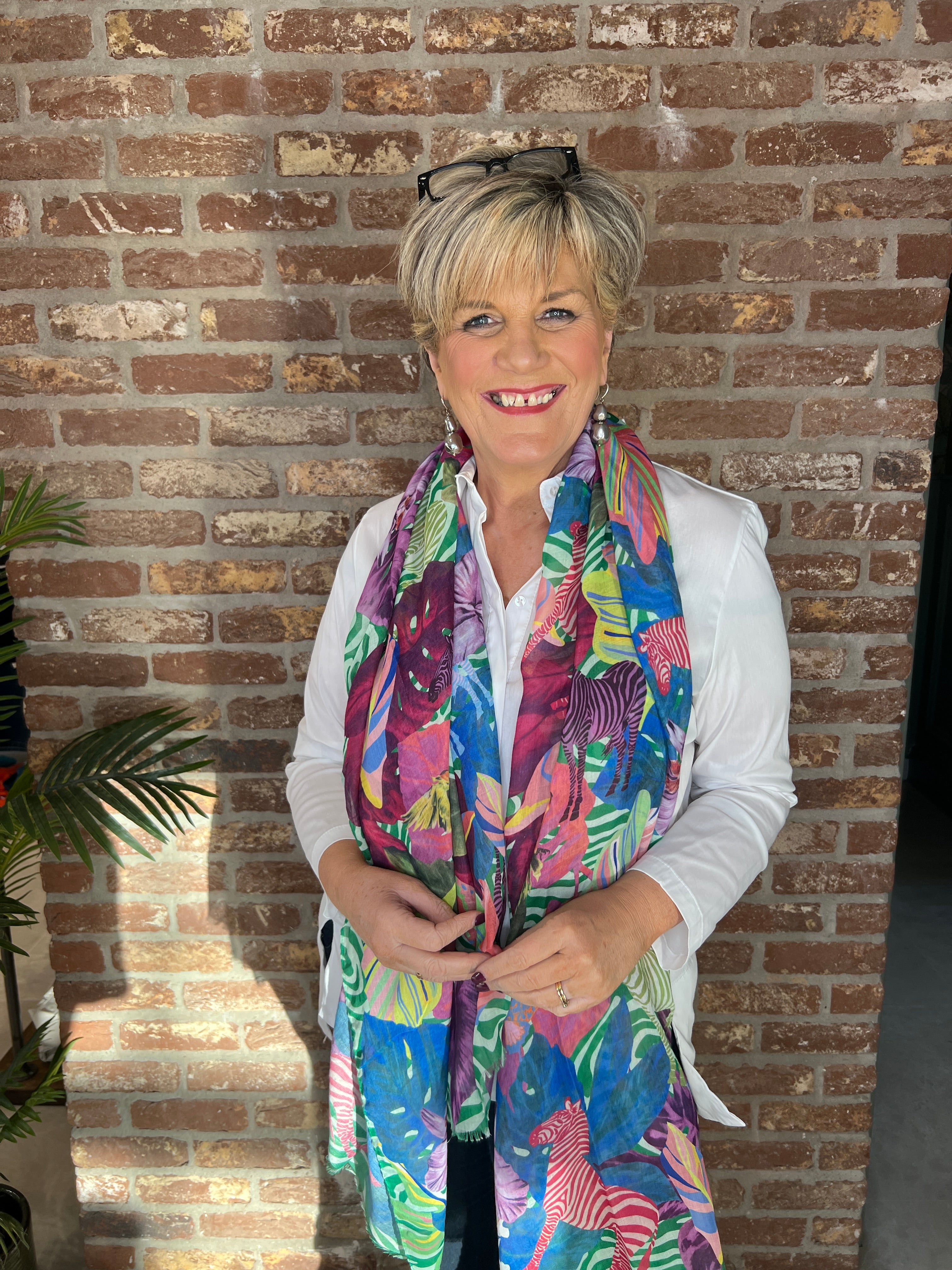 Pipa Patterned Animal Scarf In Purple Multi