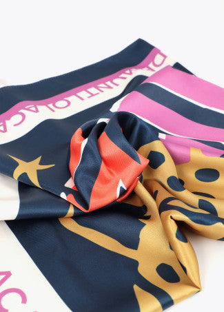 Who’s that girl square scarf in blue & pink