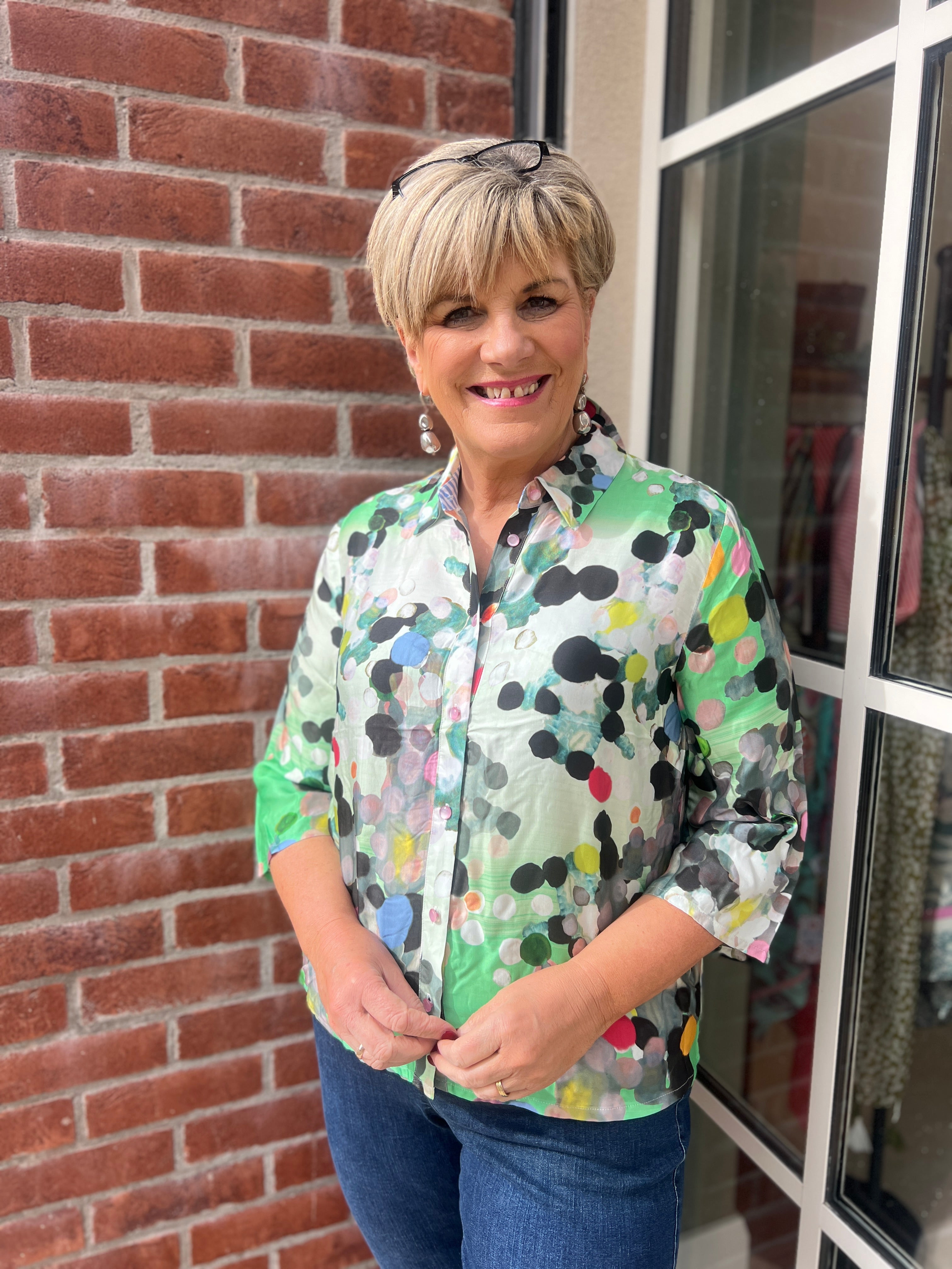 Nümph Spot shirt in green multi