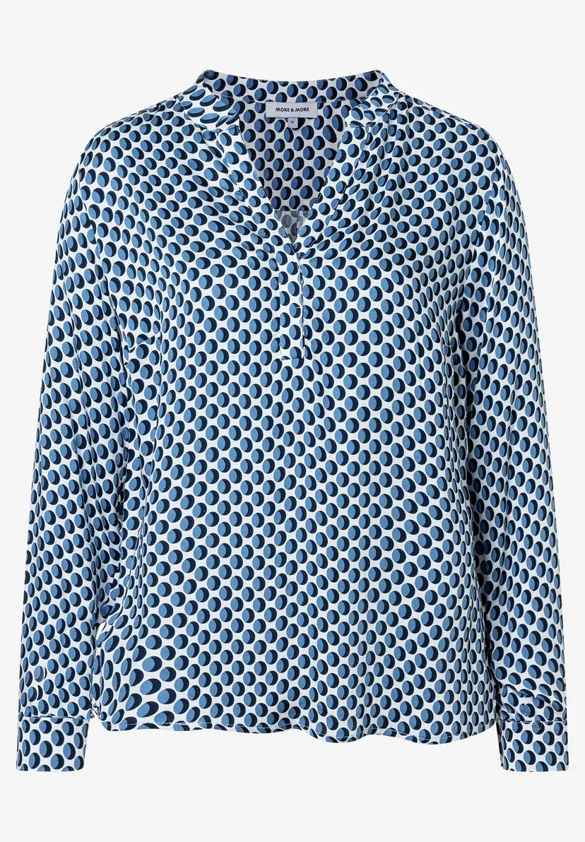 More & More Threetone Print Blouse In Blue