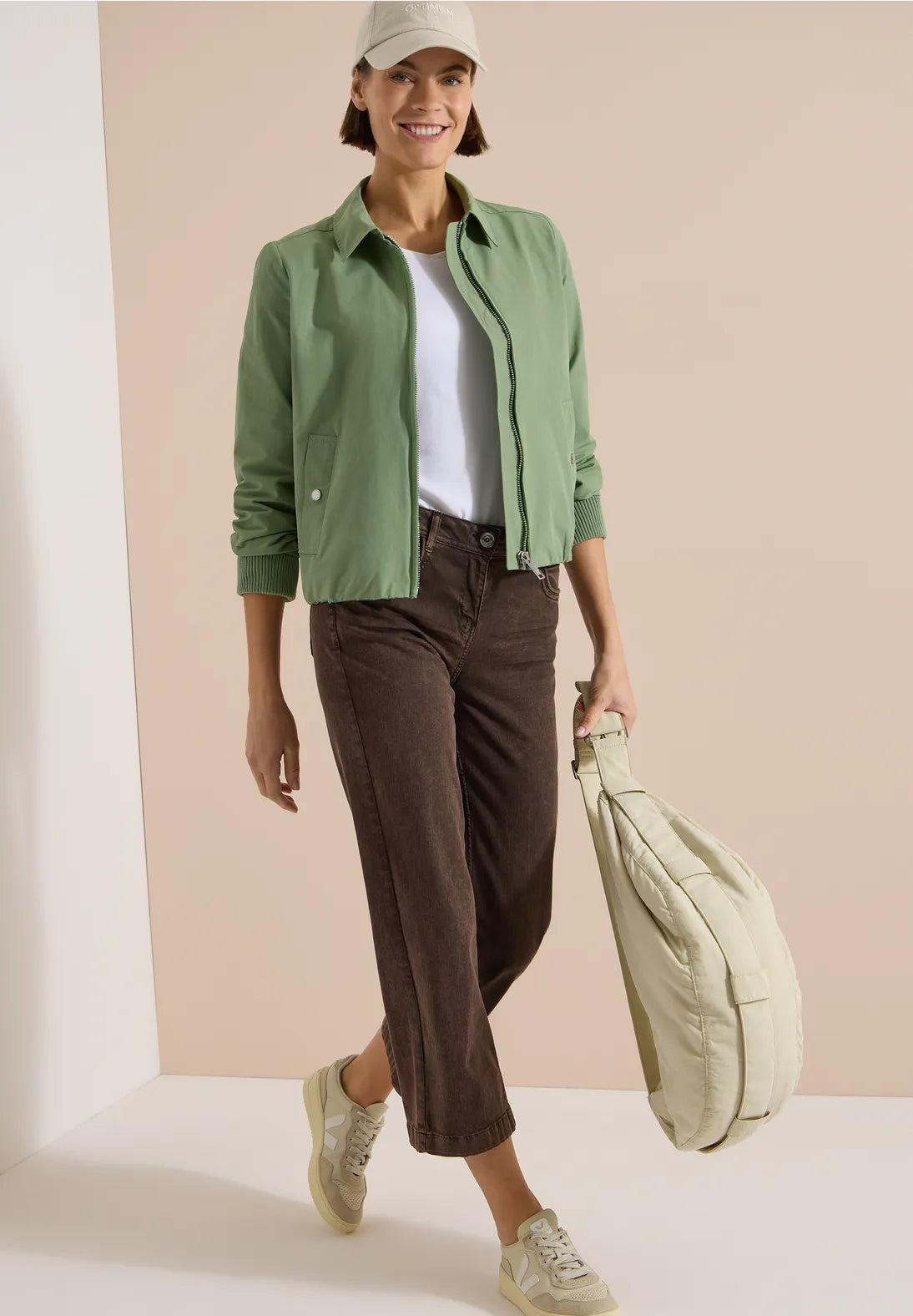 Cecil Jacket With Collar In Deep Matcha Green
