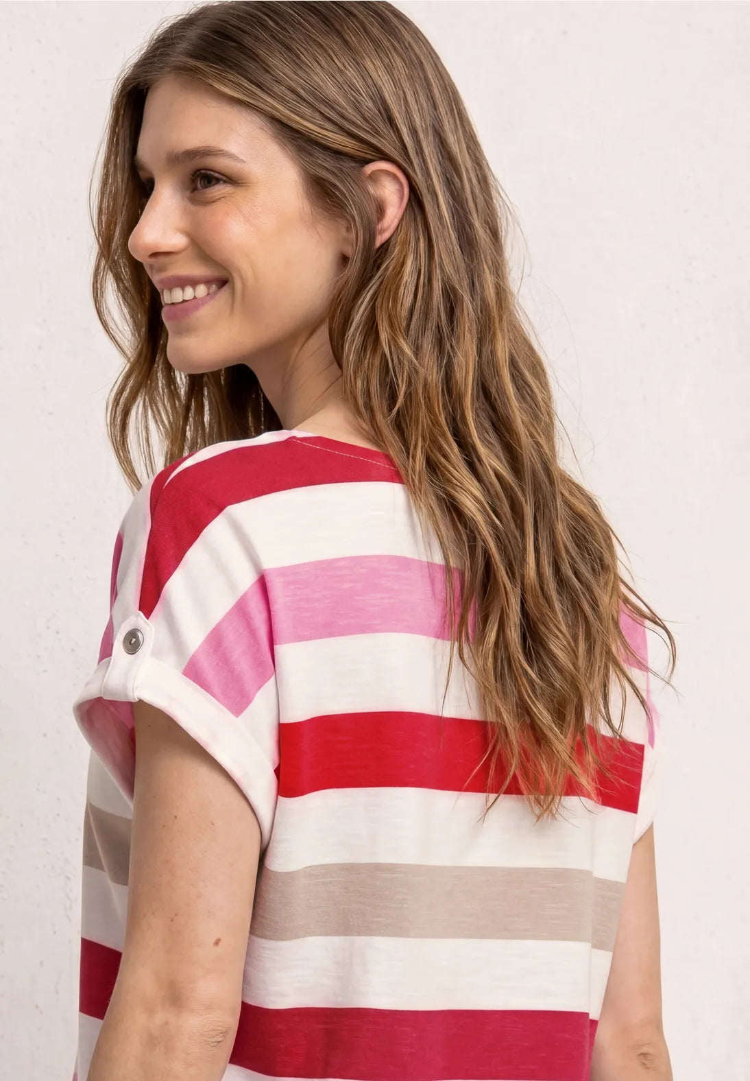 Street One striped t-shirt in salsa red