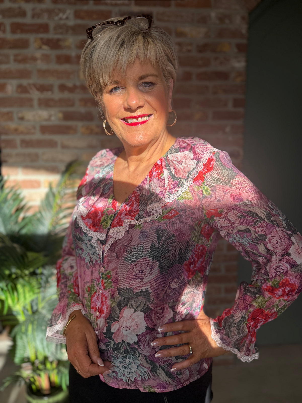 Numarcelle ruffle shirt in goji berry