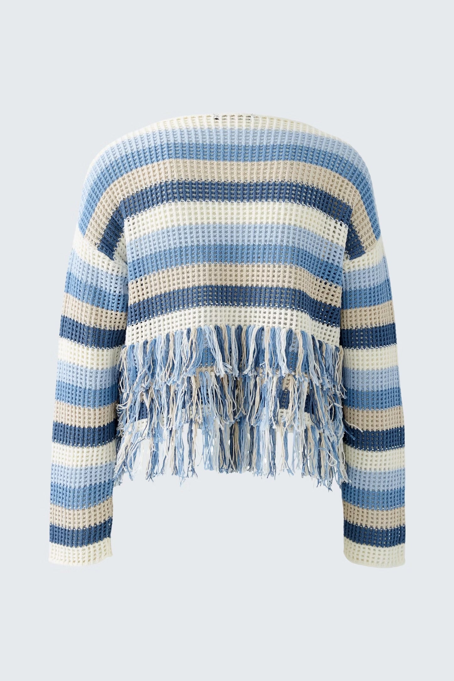 Oui Fringed Jumper In Blue Multi