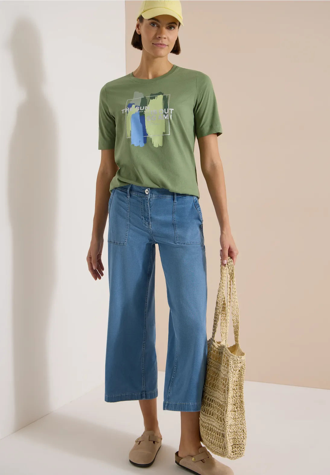 Cecil Multicoloured T-shirt In Deep Matcha Green