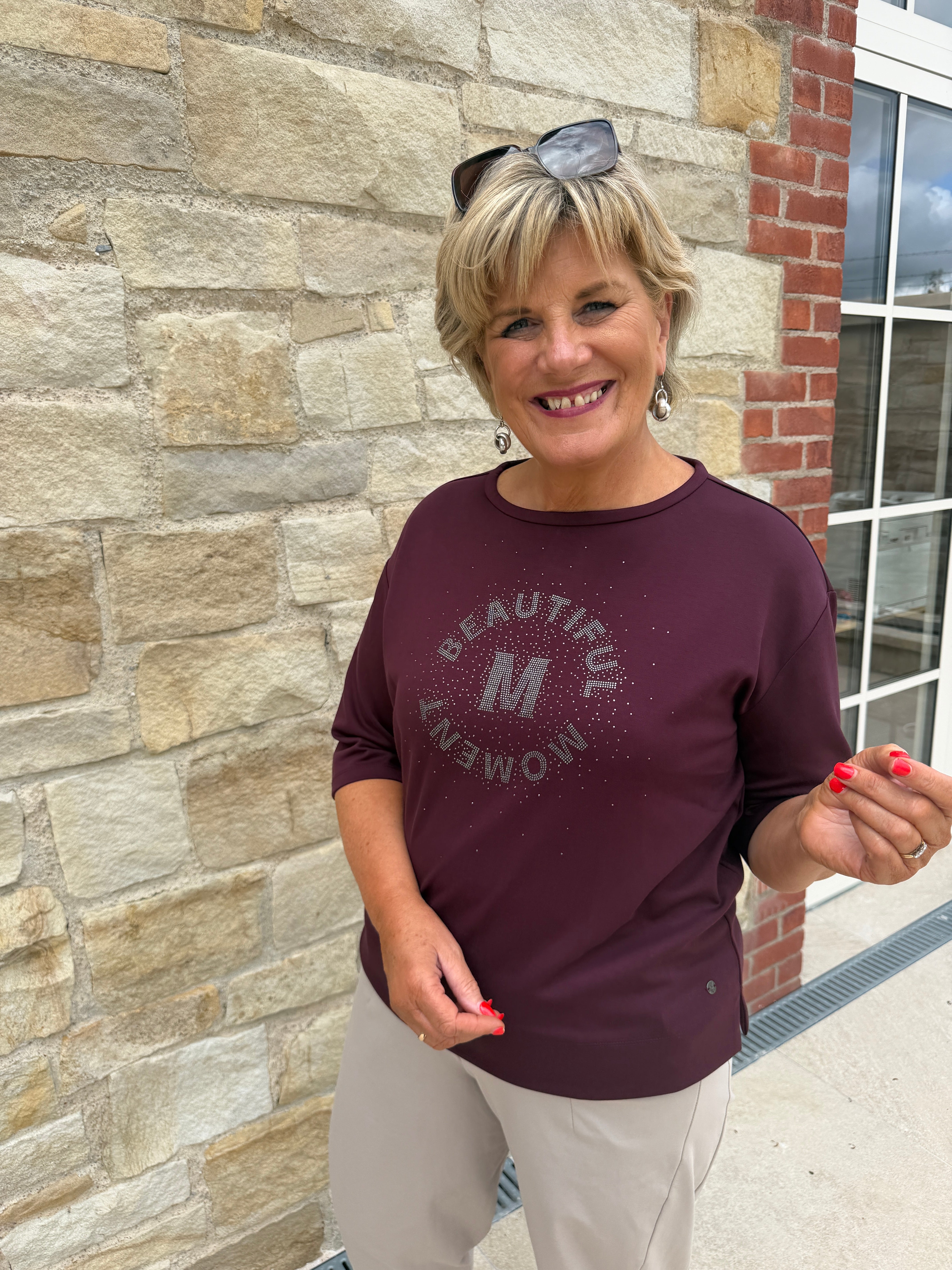 Monari Sparkle Sweatshirt In Dark Bordeaux