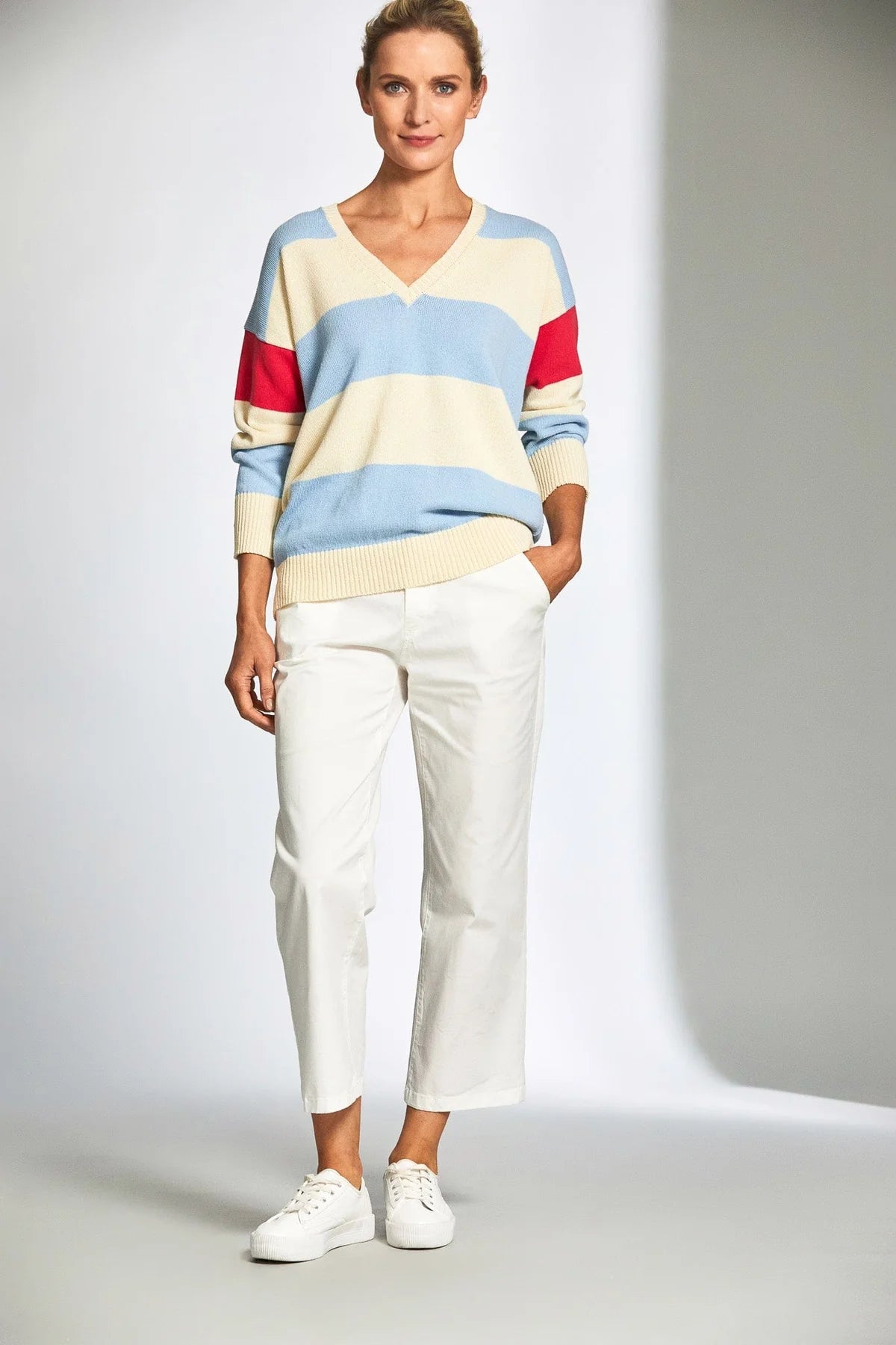 Peruzzi Cotton Chino Trousers In White