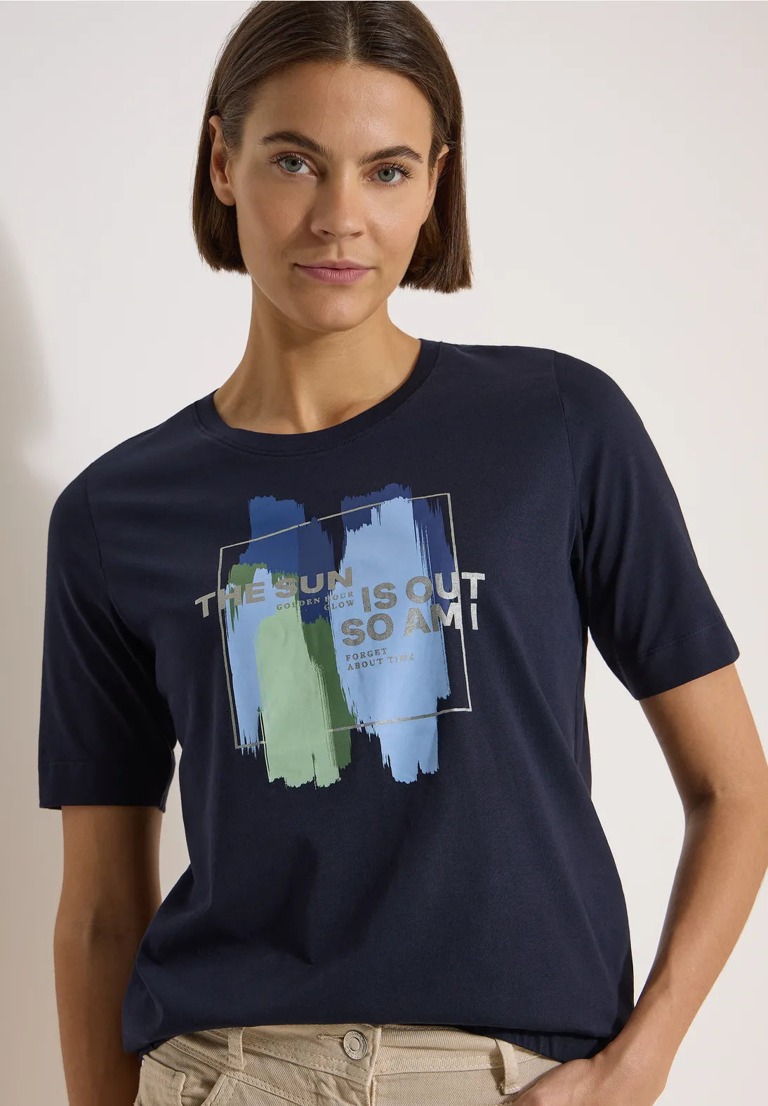 Cecil Multicoloured T-shirt In Urban Dark Blue