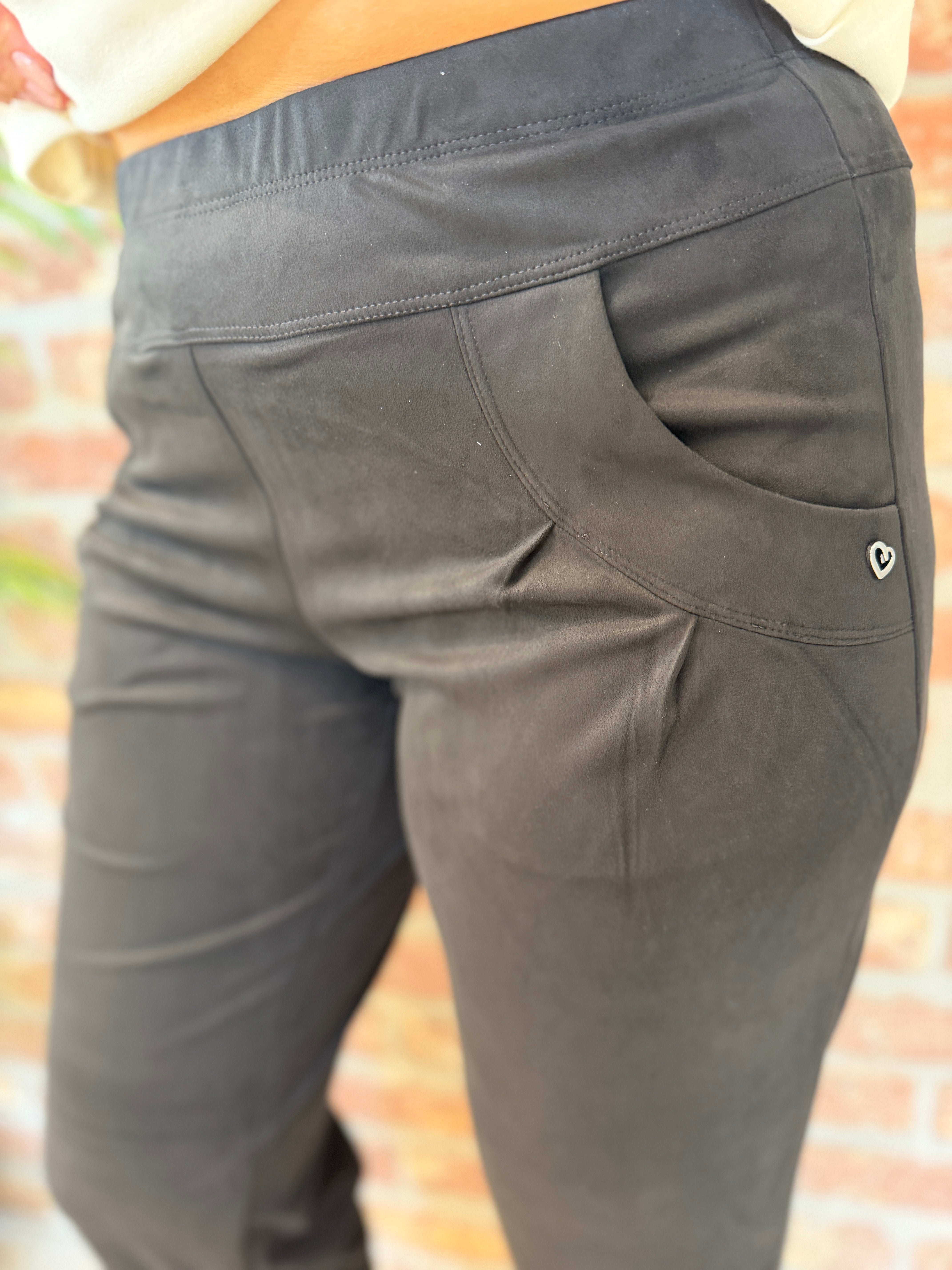 Rachell suede leather trousers in black