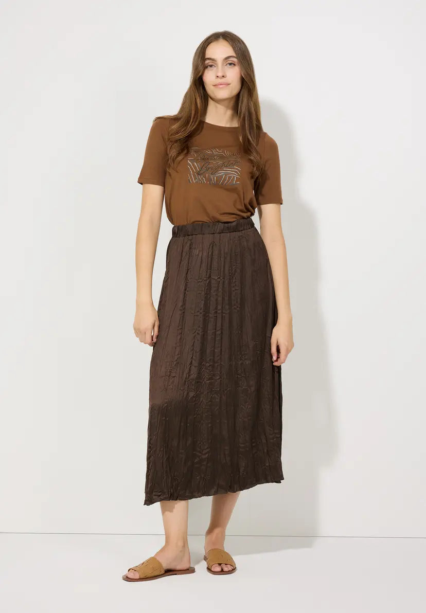 More & More Placement Print Top In Sweet Toffee