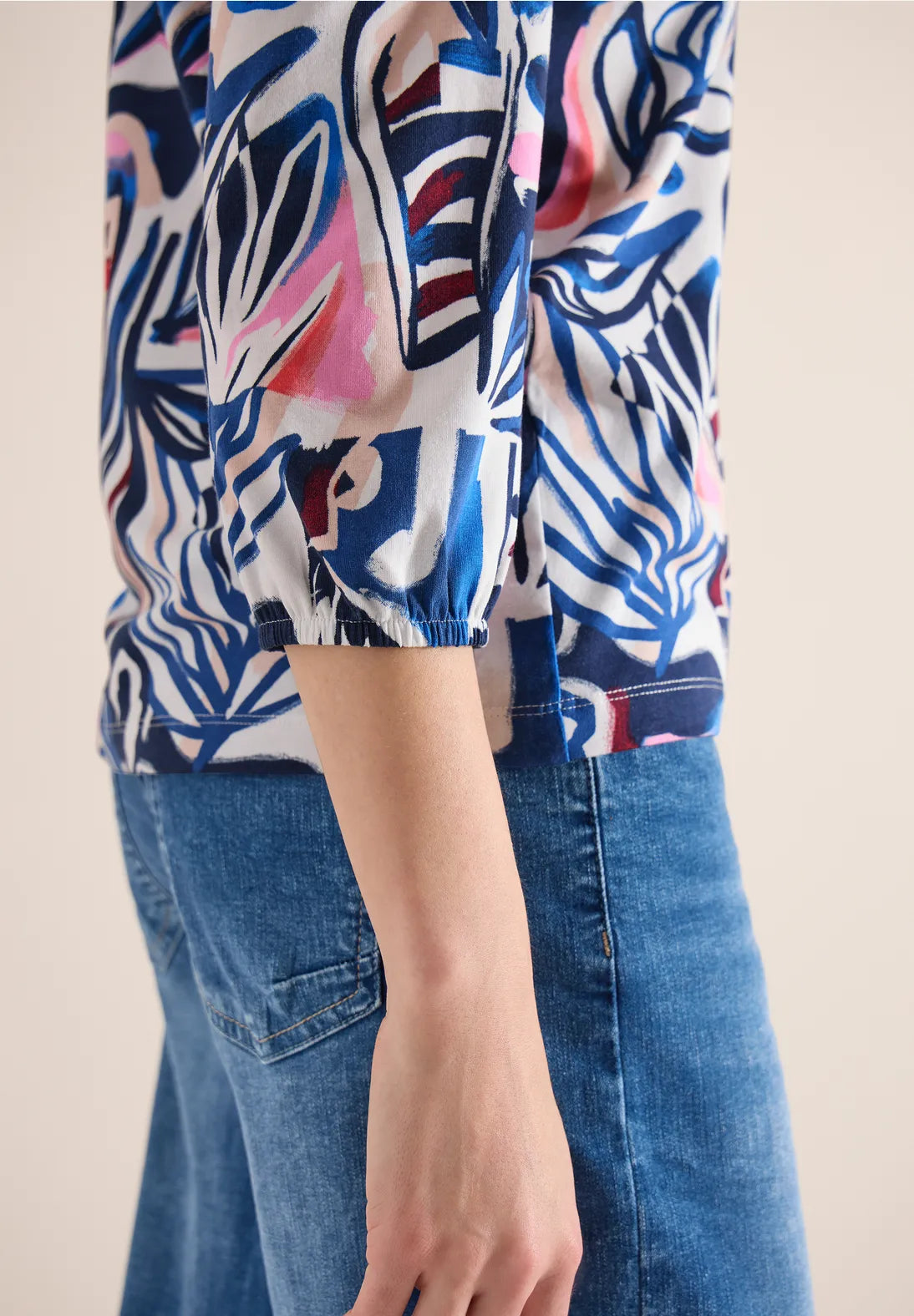 Cecil Multi Top With Tie In Universal Blue