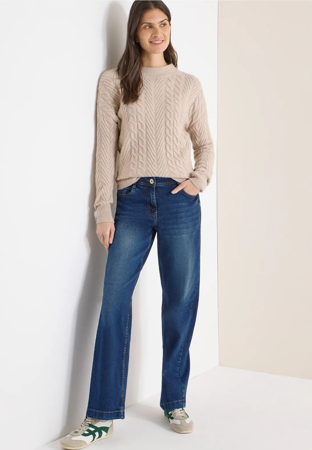 Cecil Neele Wide Jeans In Mid Blue Wash