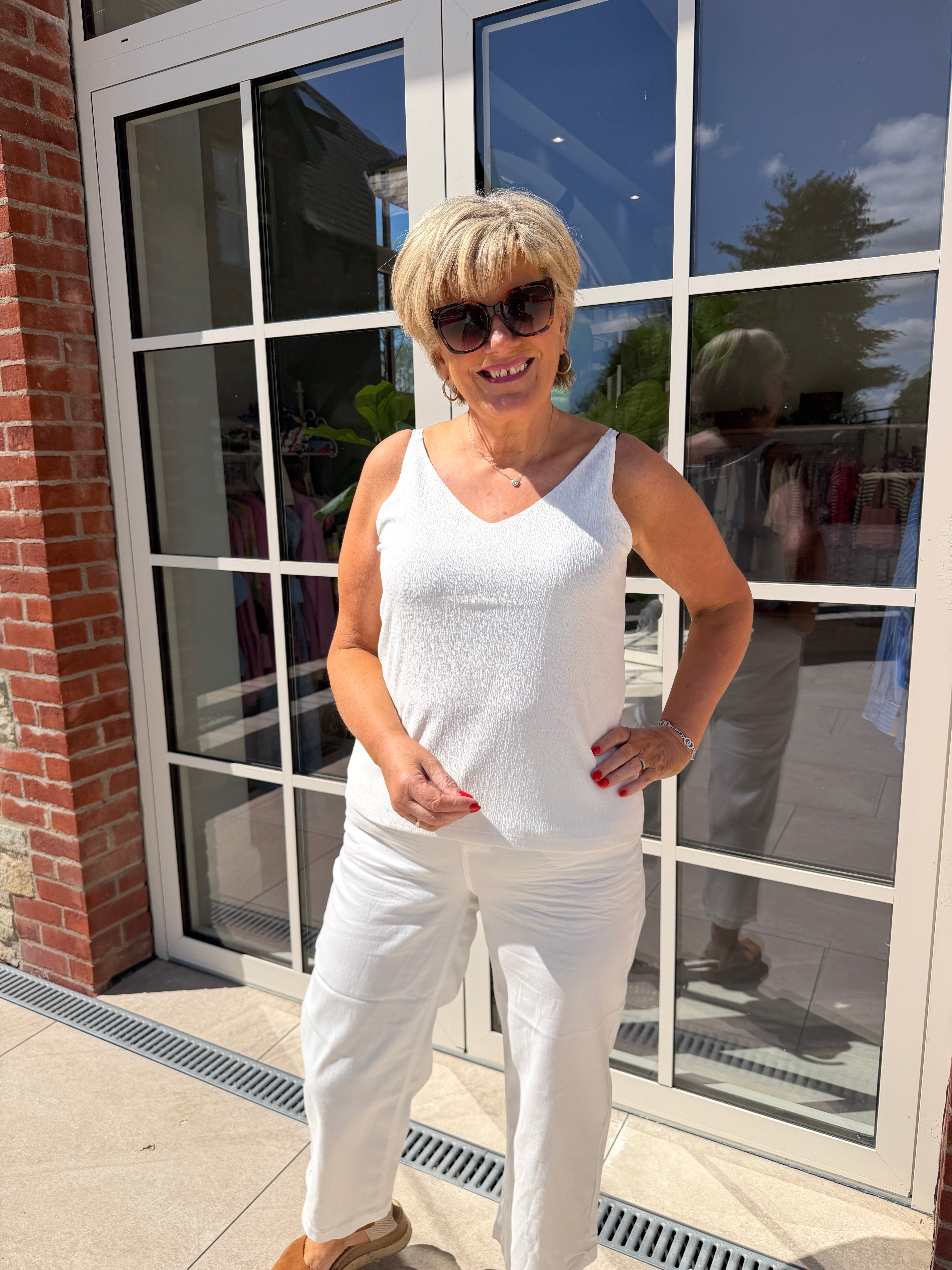 Street One V-neck Top In Off White
