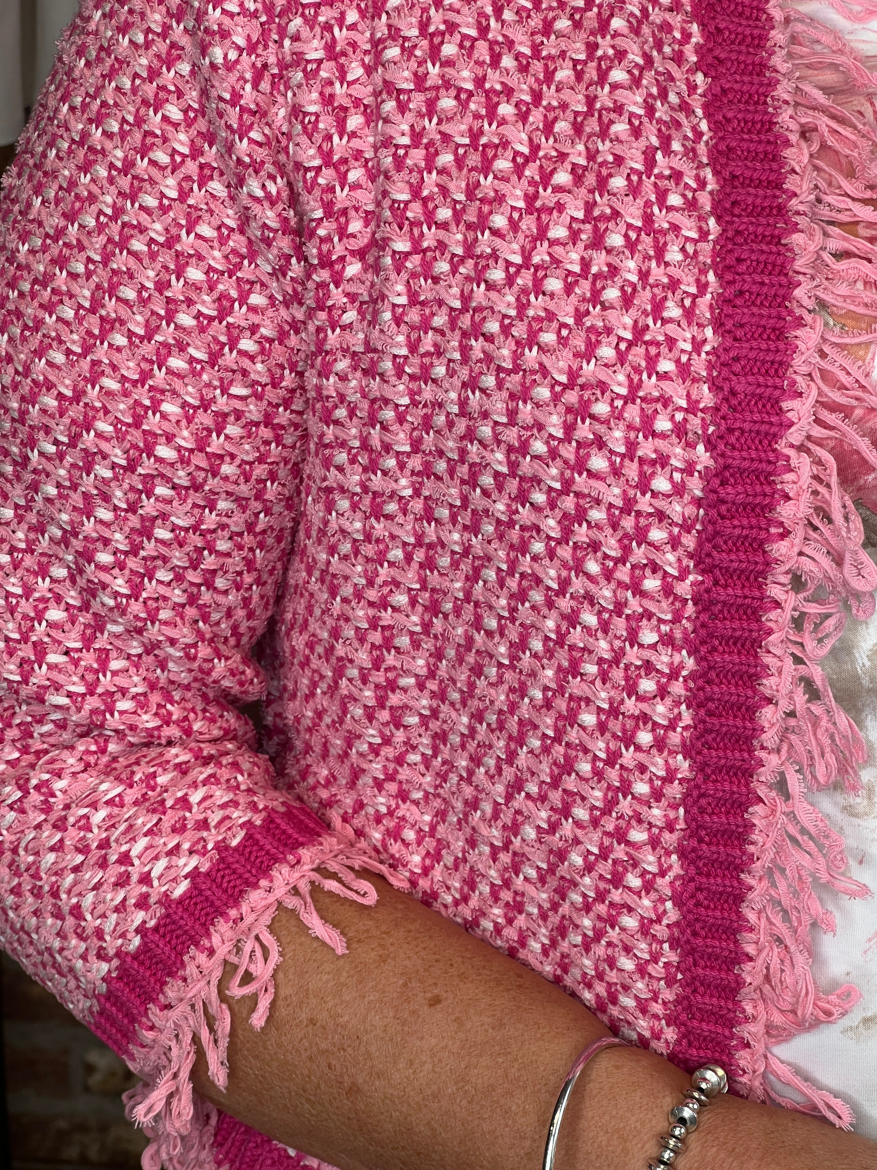 Monari Tweed Cardigan In spring flower