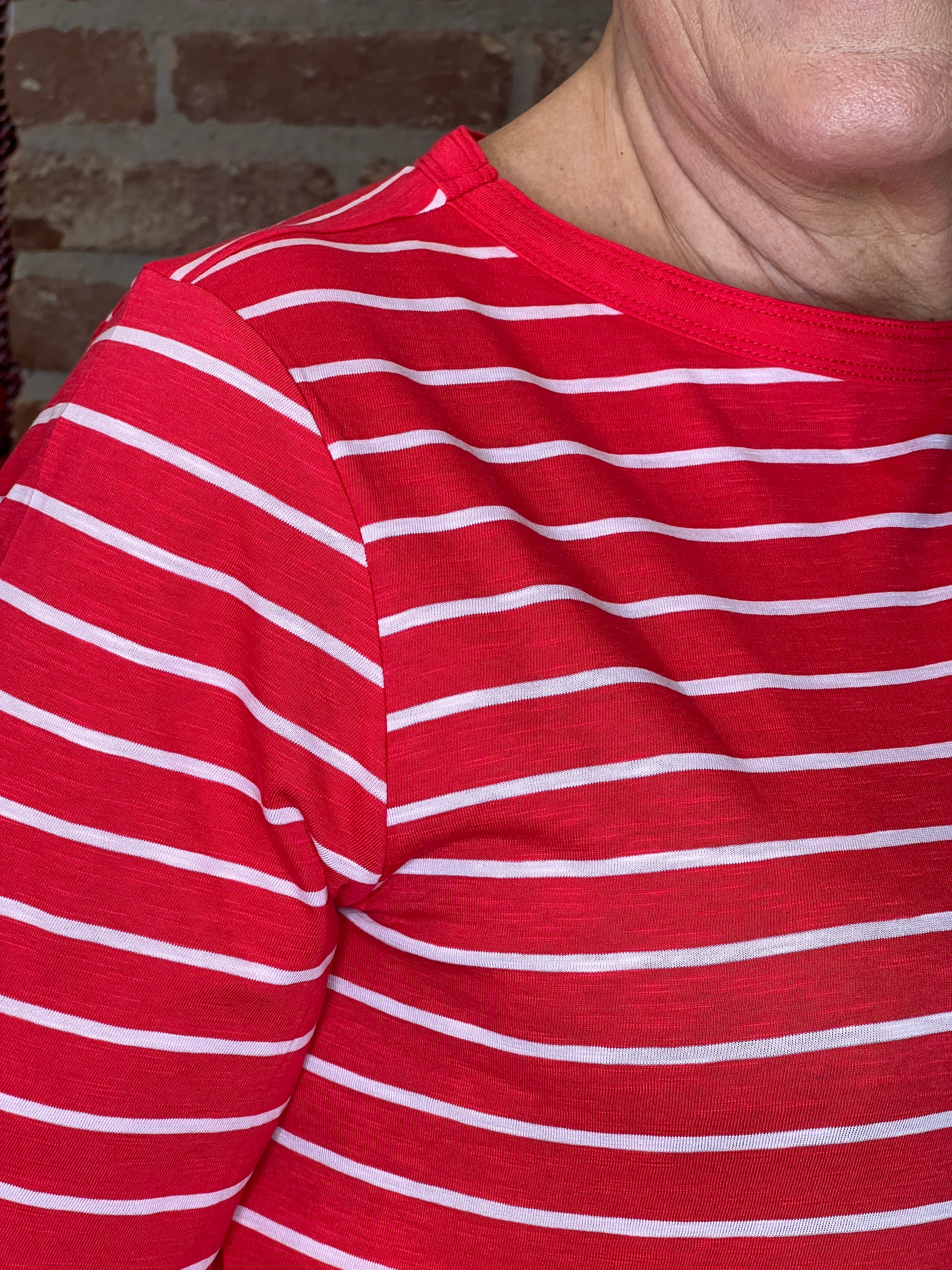 Cecil Striped T-shirt In Glazed Apple Red