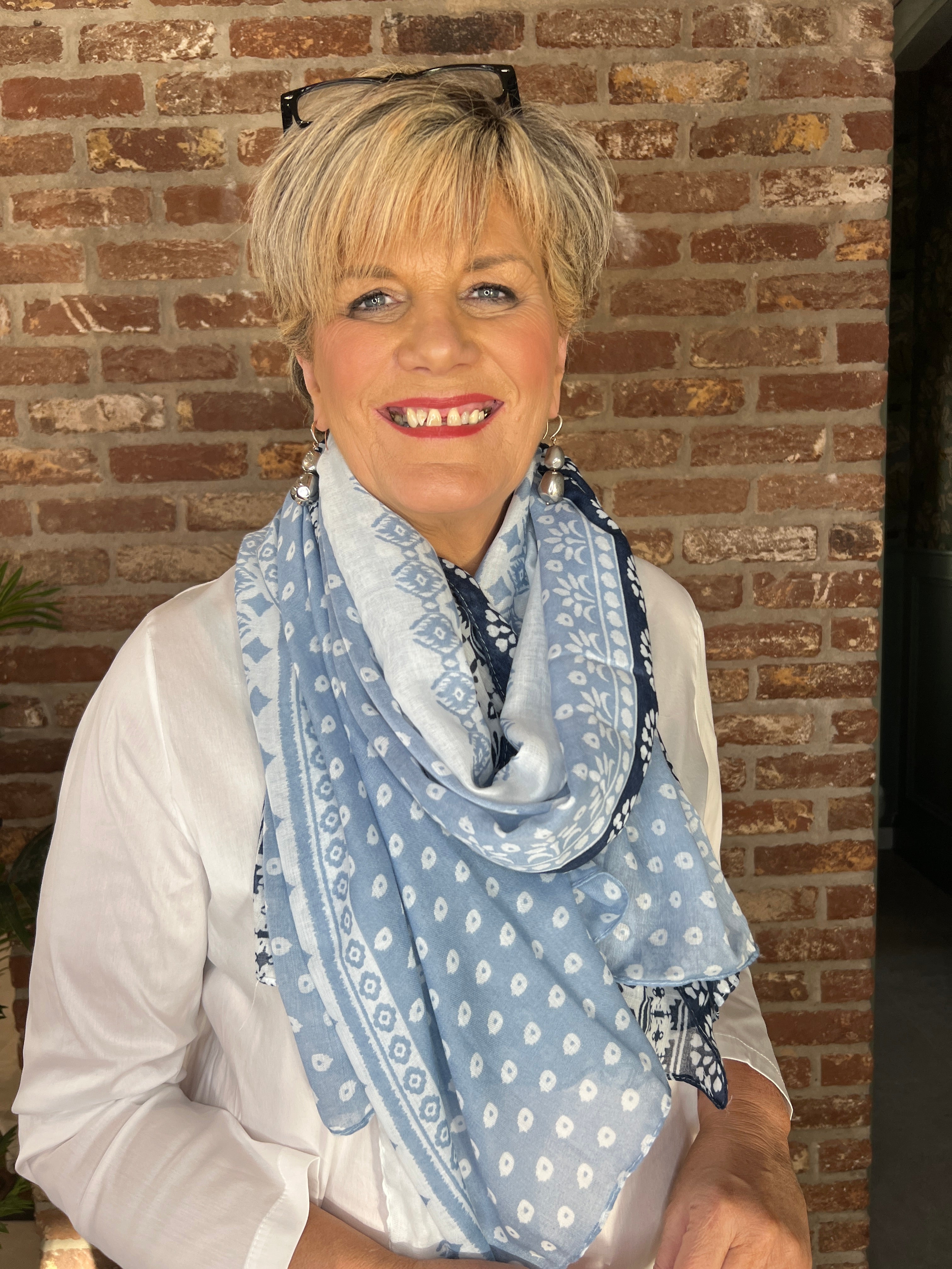 Pipa Patterned Scarf In Denim Multi