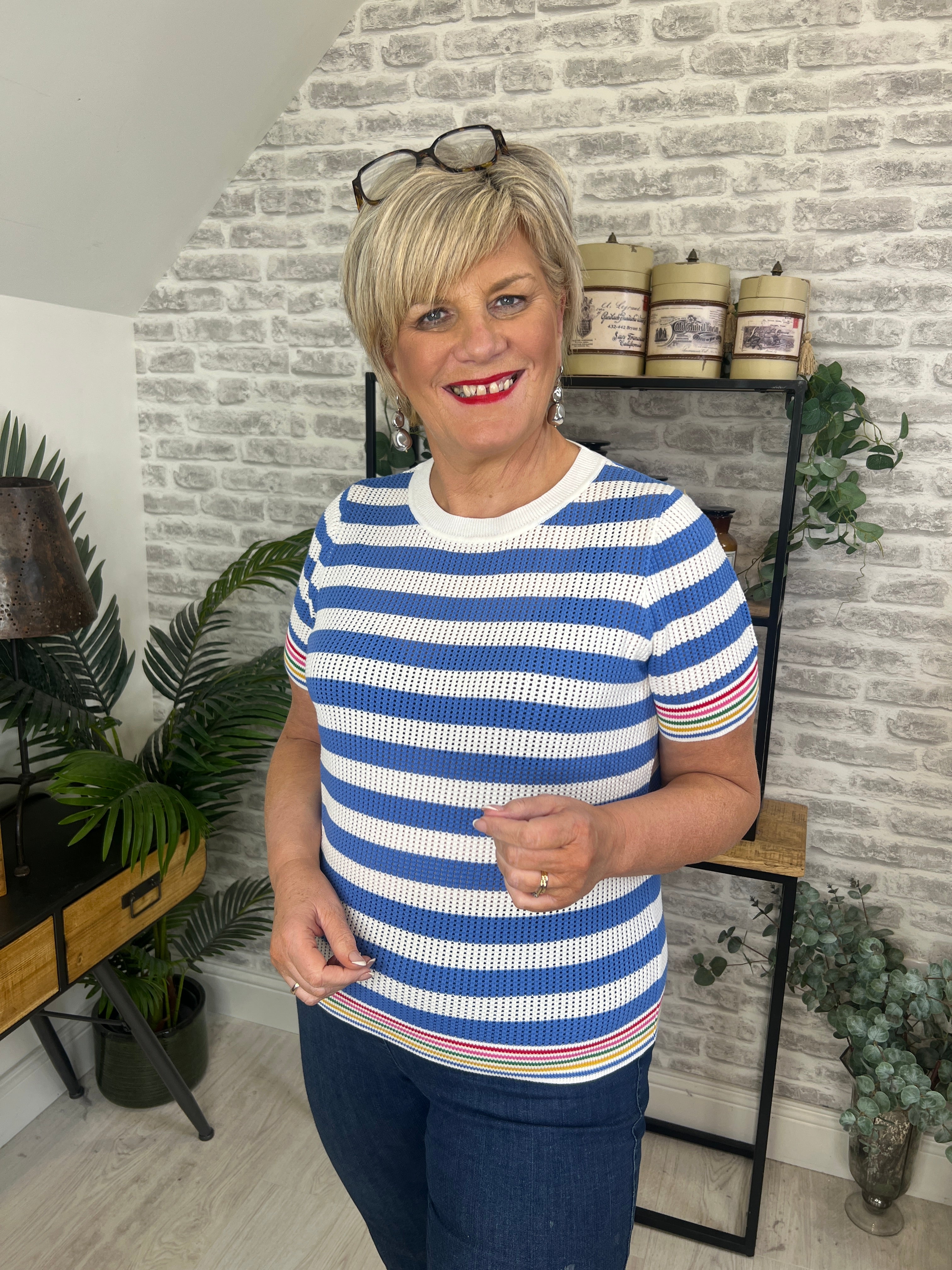 Sugarhill Brighton Arden Knit Top In Blue Multi