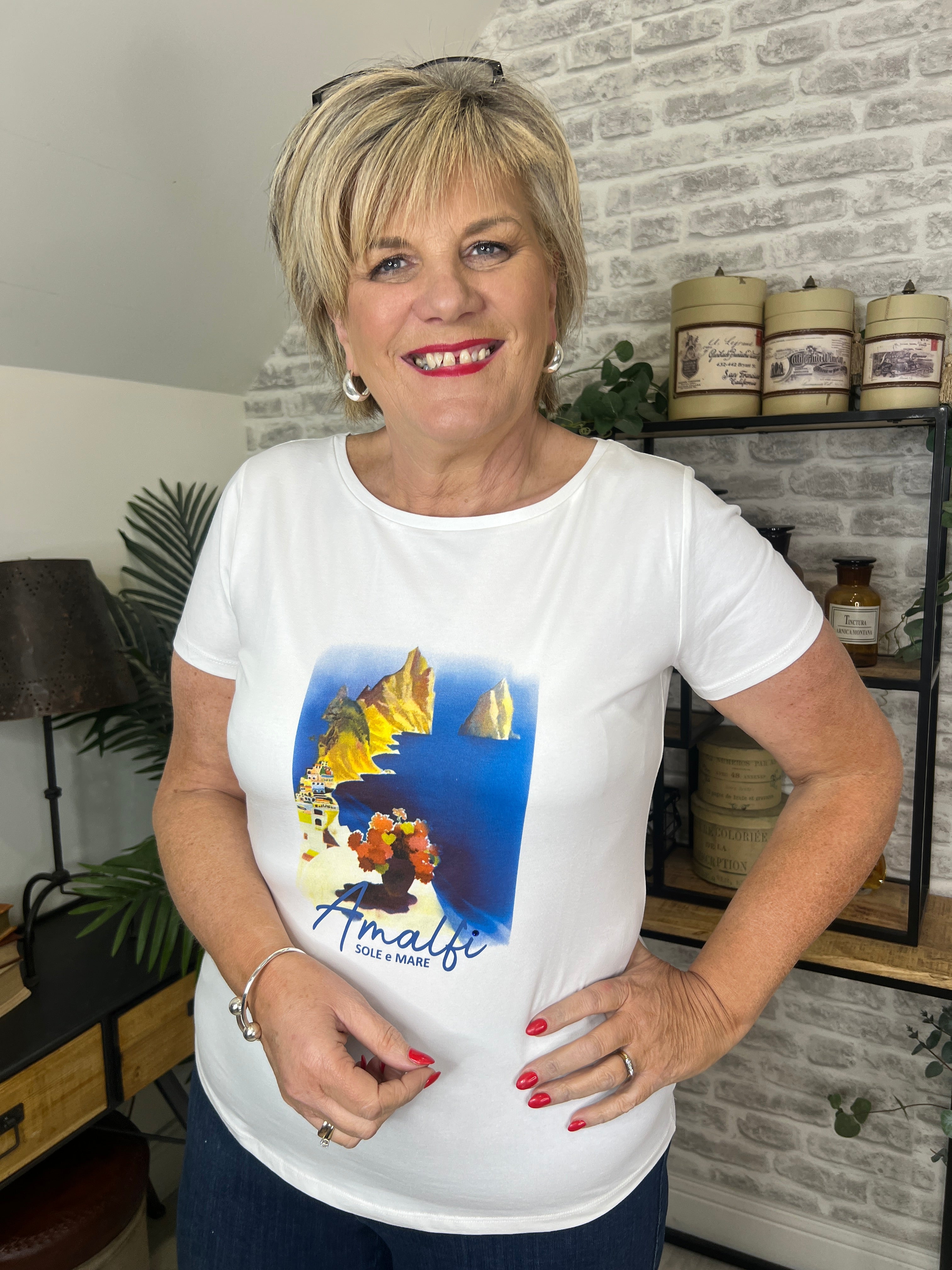 More & More T-shirt With Print In Off White