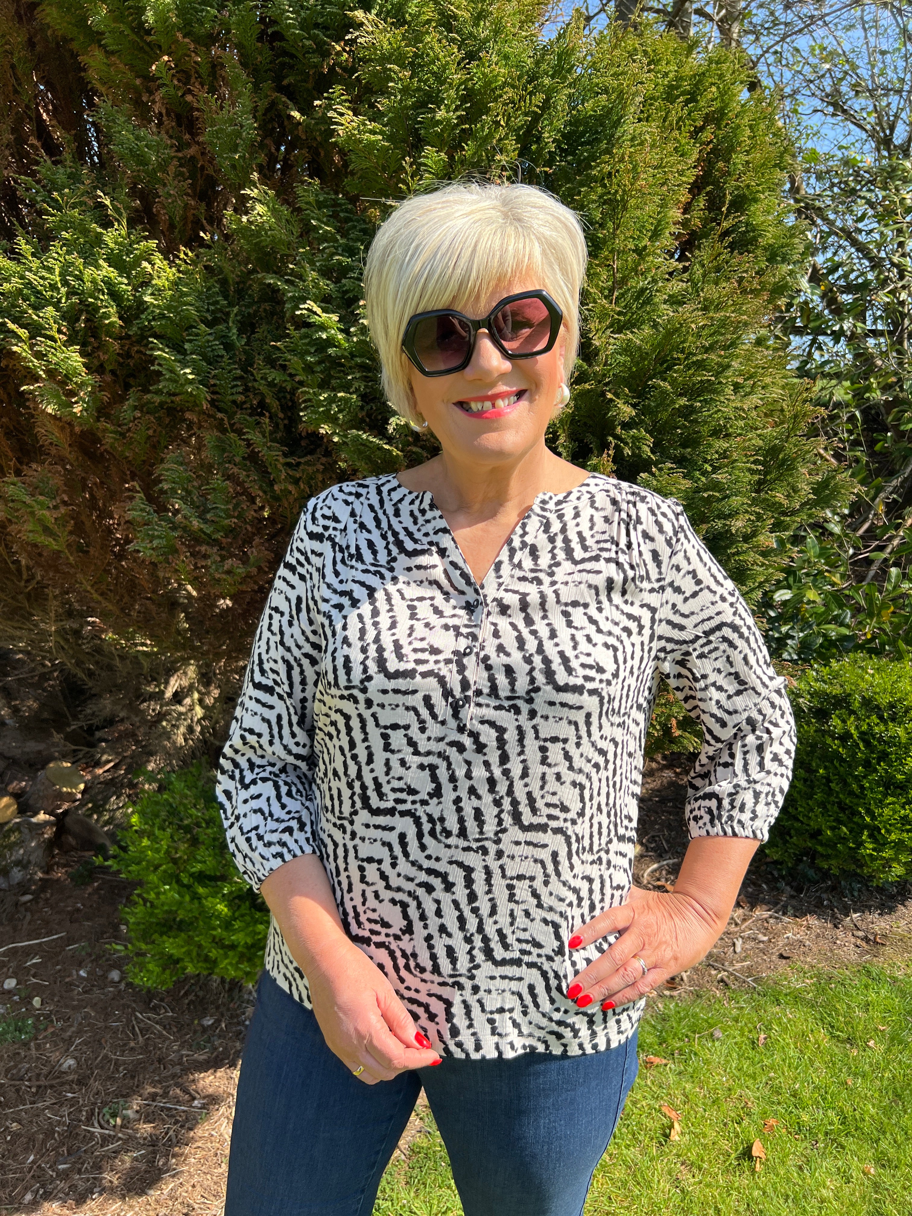 Street One Patterned Blouse In Moonstone