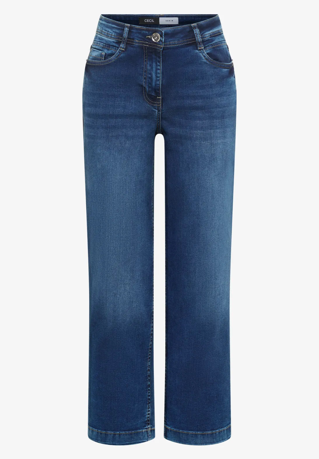 Cecil Neele Wide Jeans In Mid Blue Wash