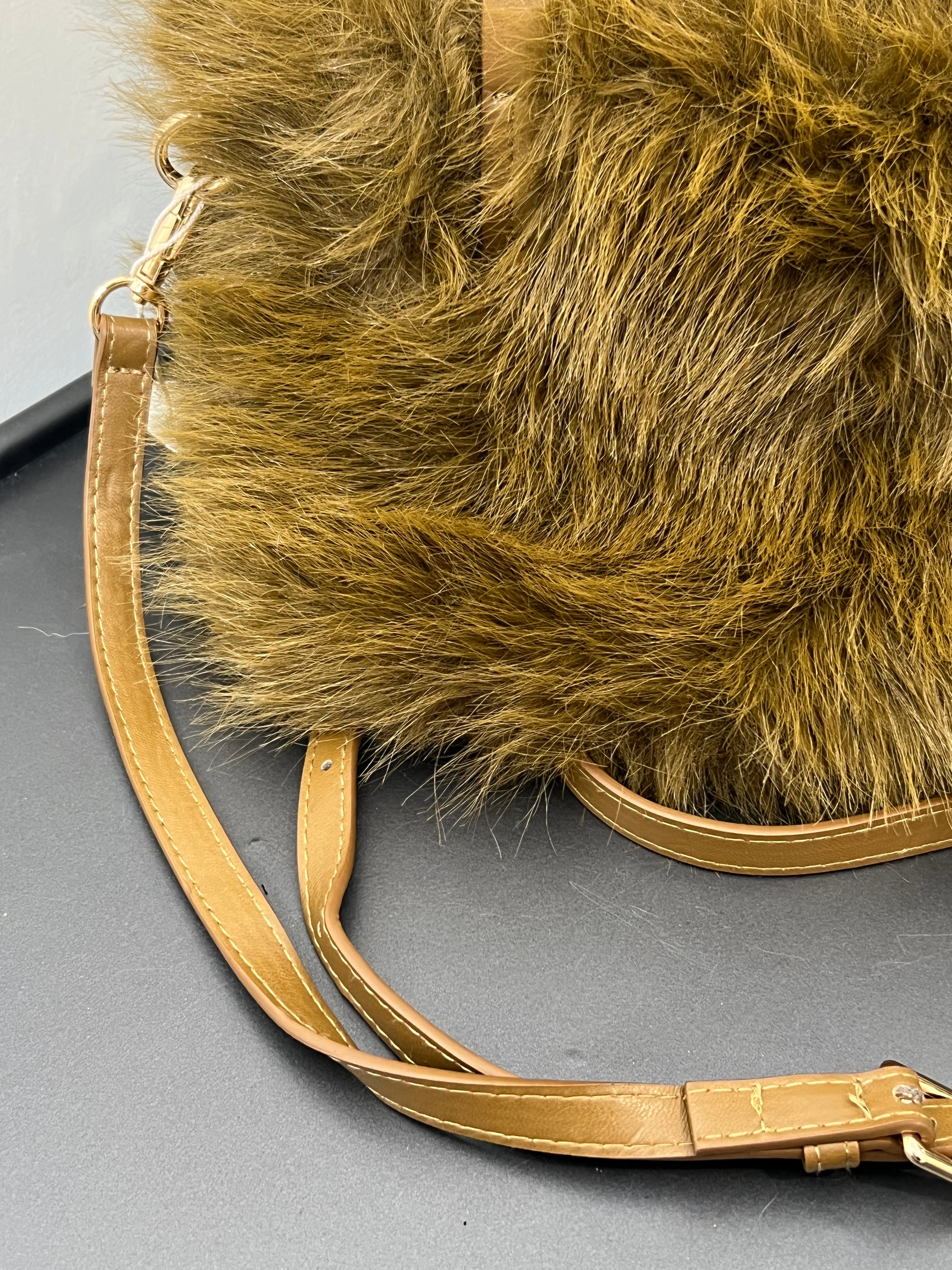 Olivia Mini Faux Fur Bag in Olive