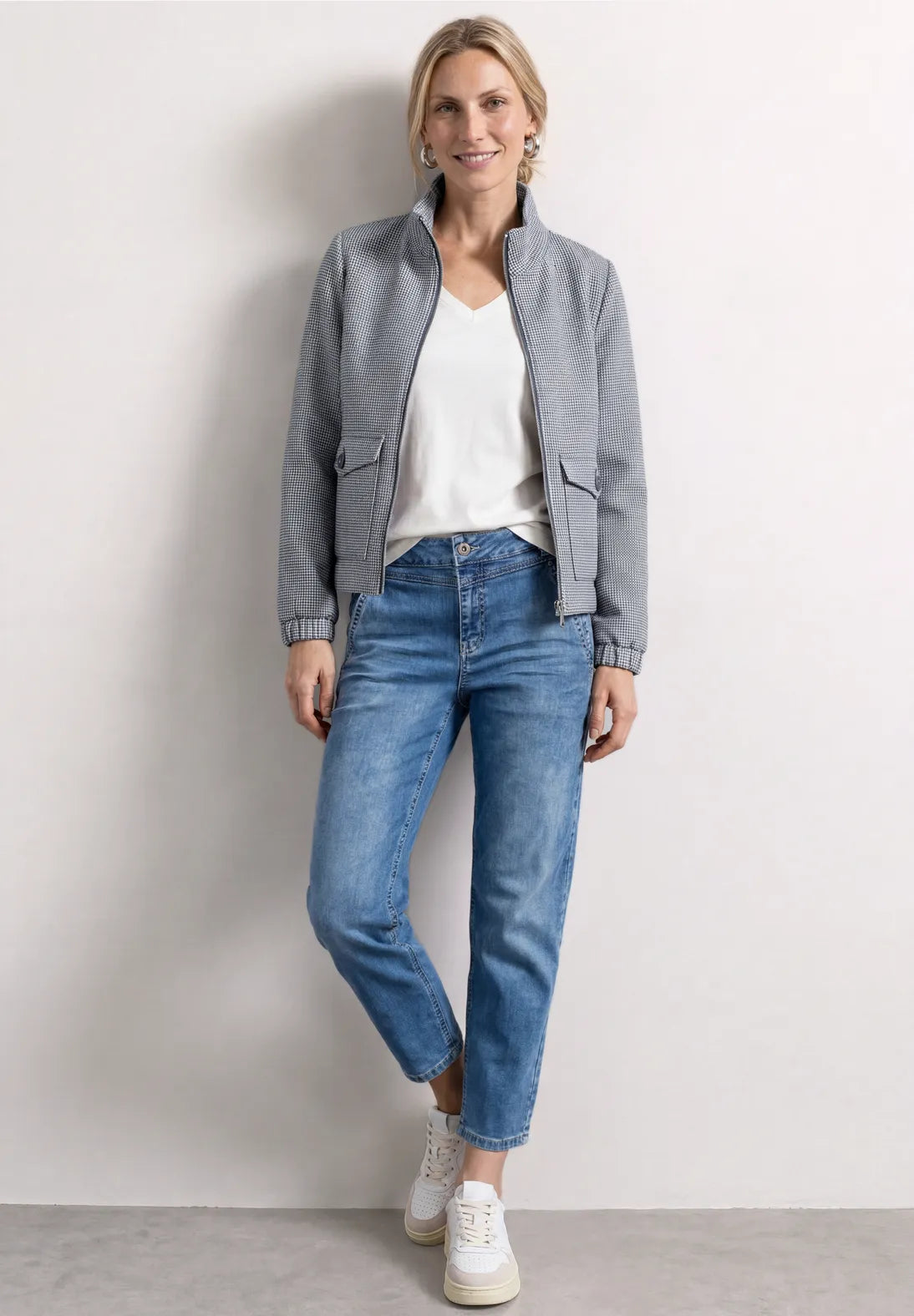 Street One Gingham Print Jacket In whispery Blue